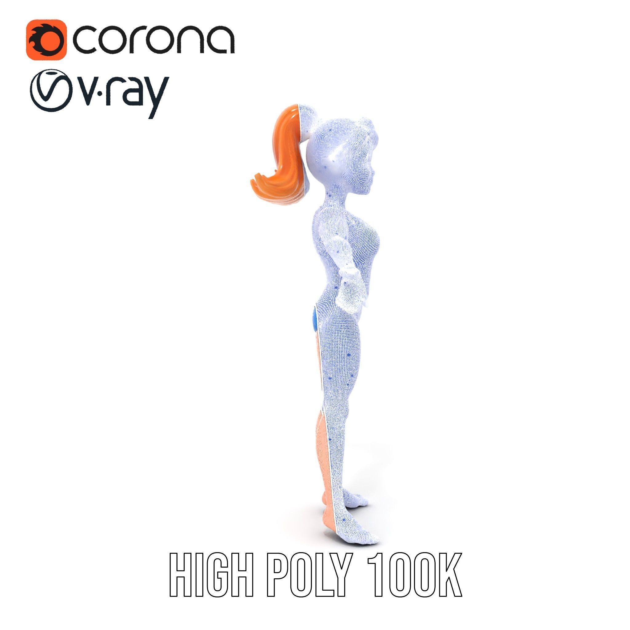 Animated Rigged D Cheerleader Character Model Low-poly 3D model_36