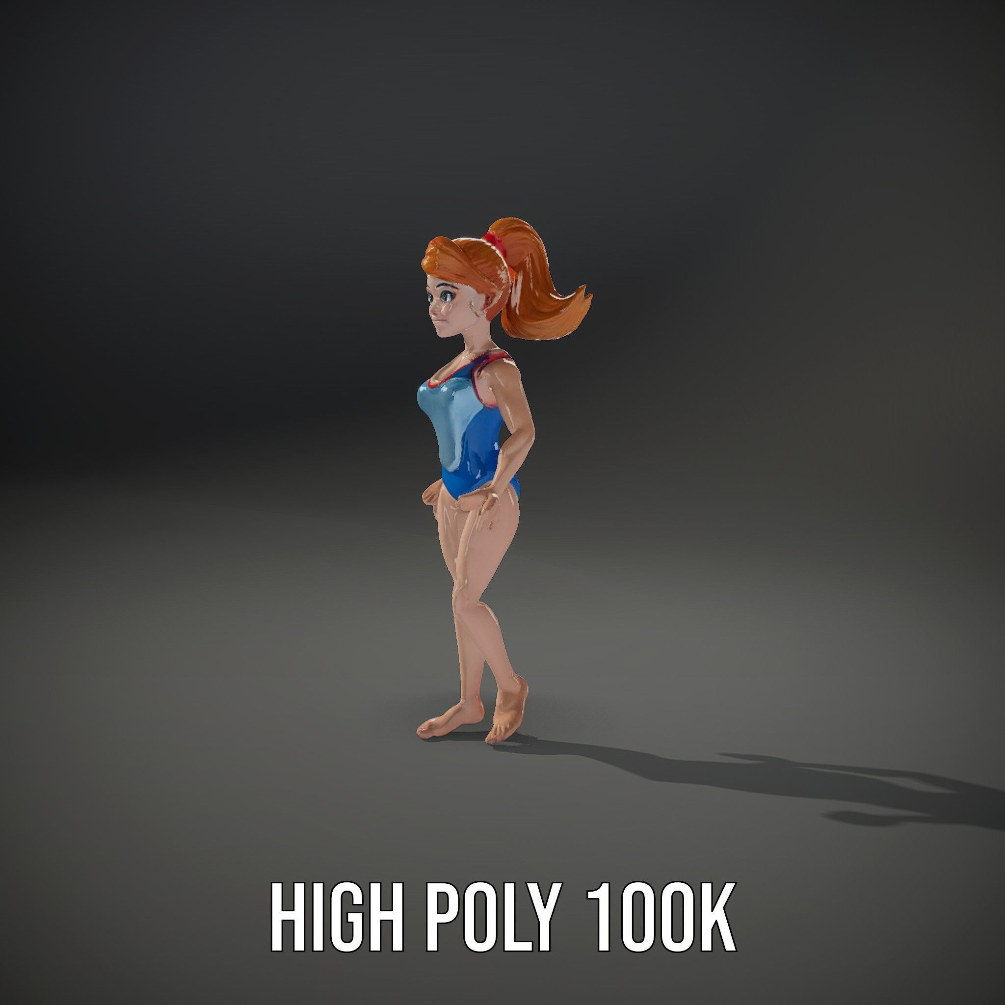 Animated Rigged D Cheerleader Character Model Low-poly 3D model_33