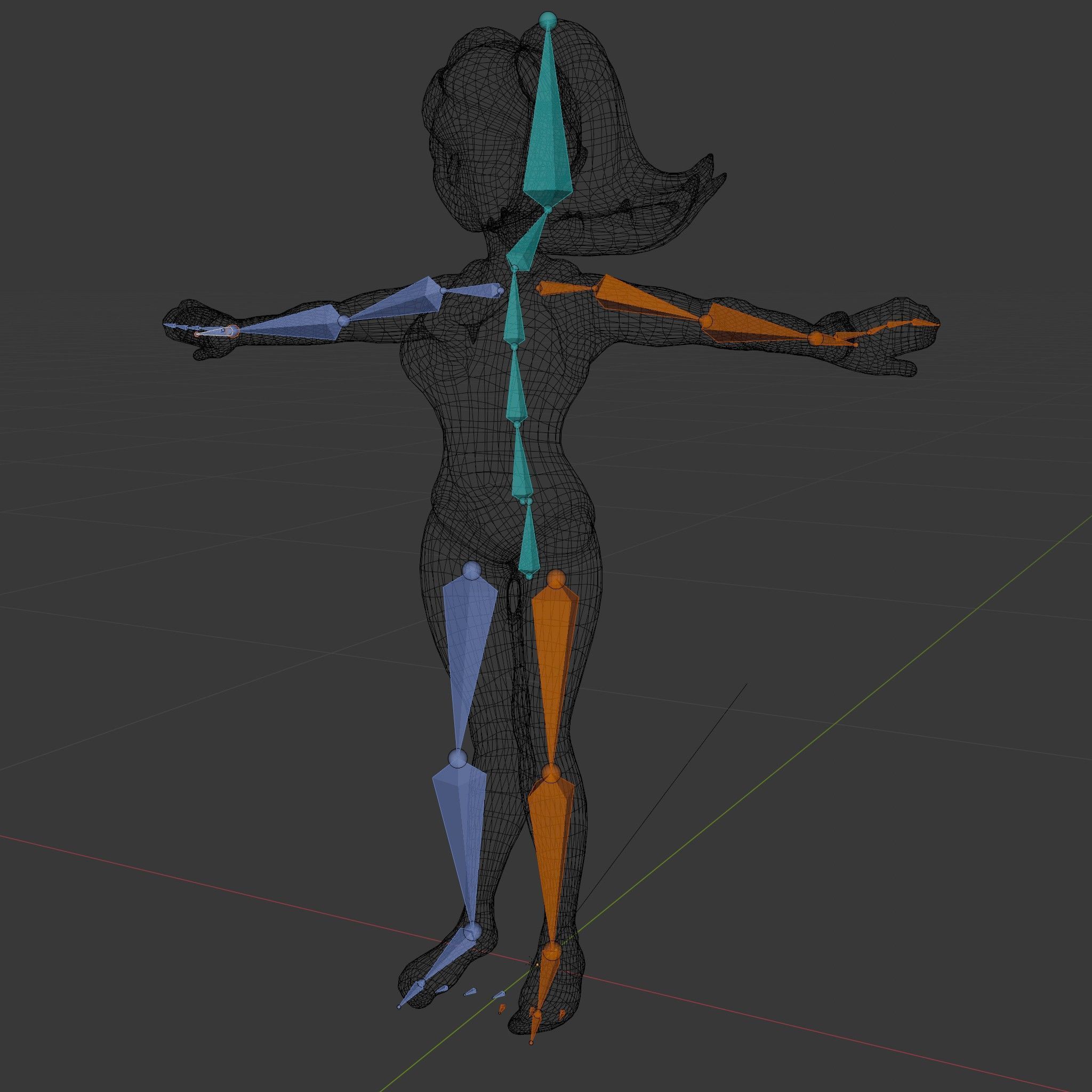 Animated Rigged D Cheerleader Character Model Low-poly 3D model_6