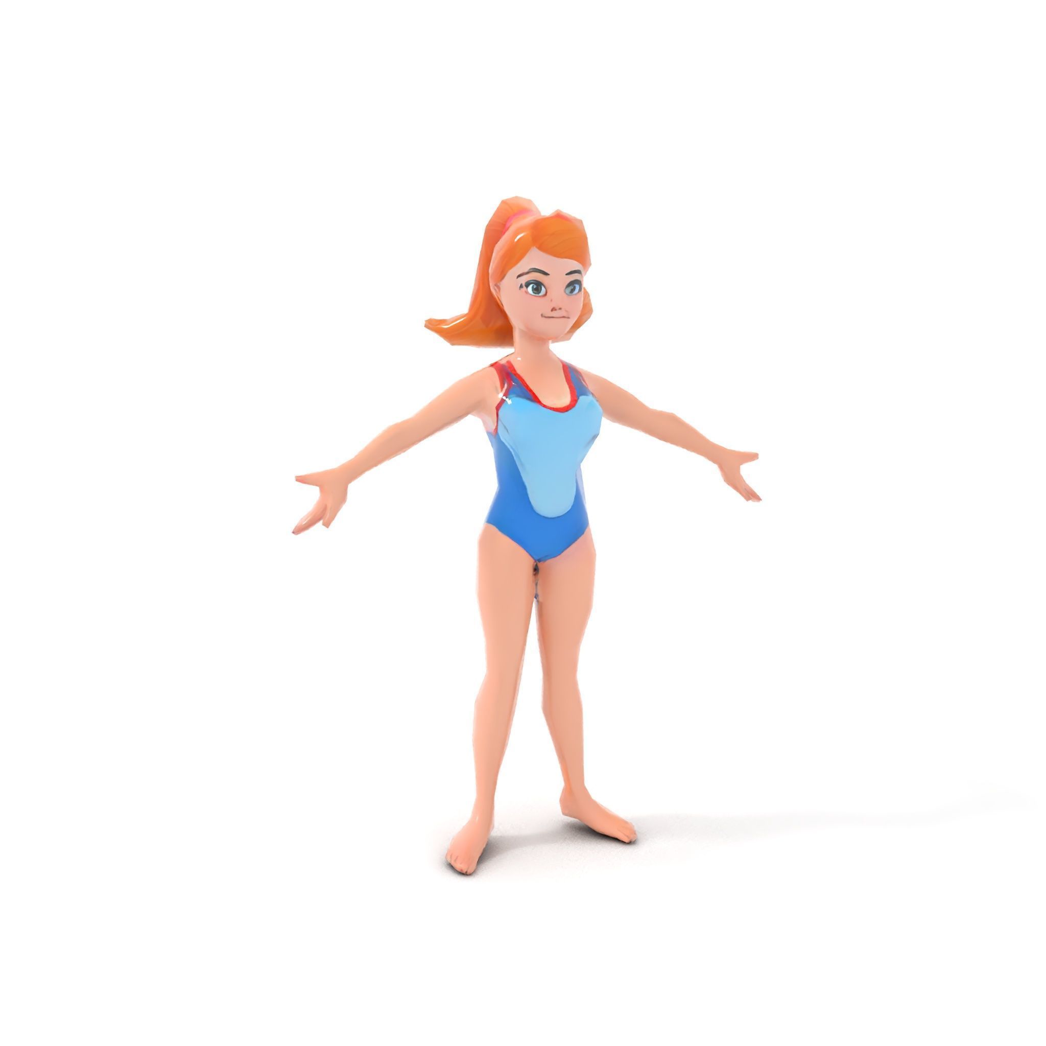 Animated Rigged D Cheerleader Character Model Low-poly 3D model_13