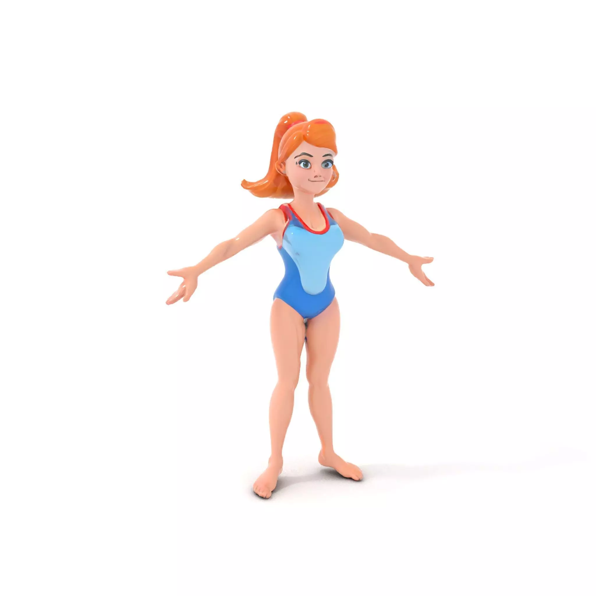 Animated Rigged D Cheerleader Character Model Low-poly 3D model_0