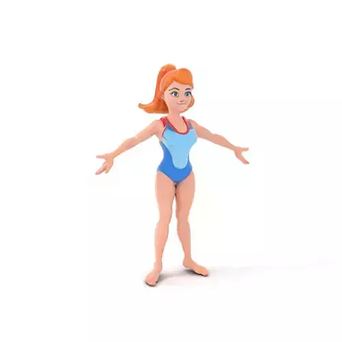 Animated Rigged D Cheerleader Character Model Low-poly 3D model
