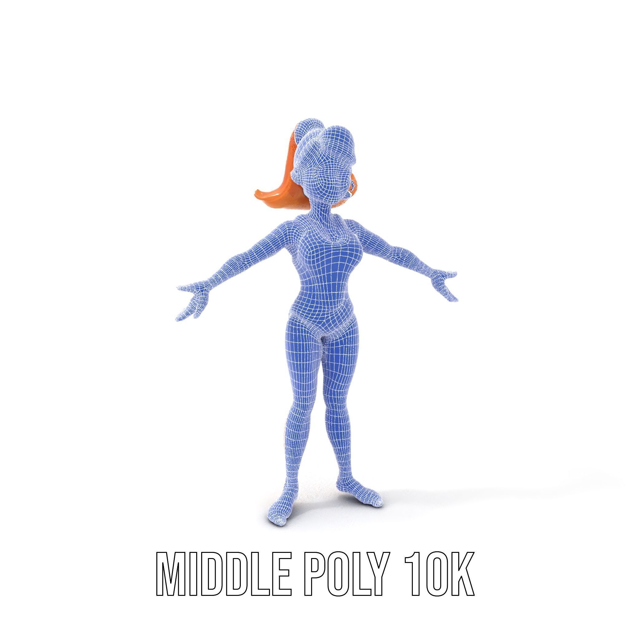 Animated Rigged D Cheerleader Character Model Low-poly 3D model_9