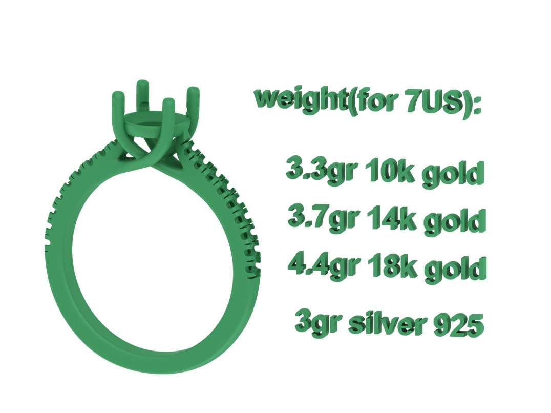 1ct Trellis Engagement  Ring and Solitaire Ring with Pave  3D Model Collection_7