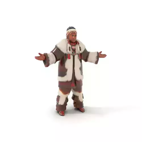 Traditional FurClad Elder Character Rigged and Animated Low-poly 3D model