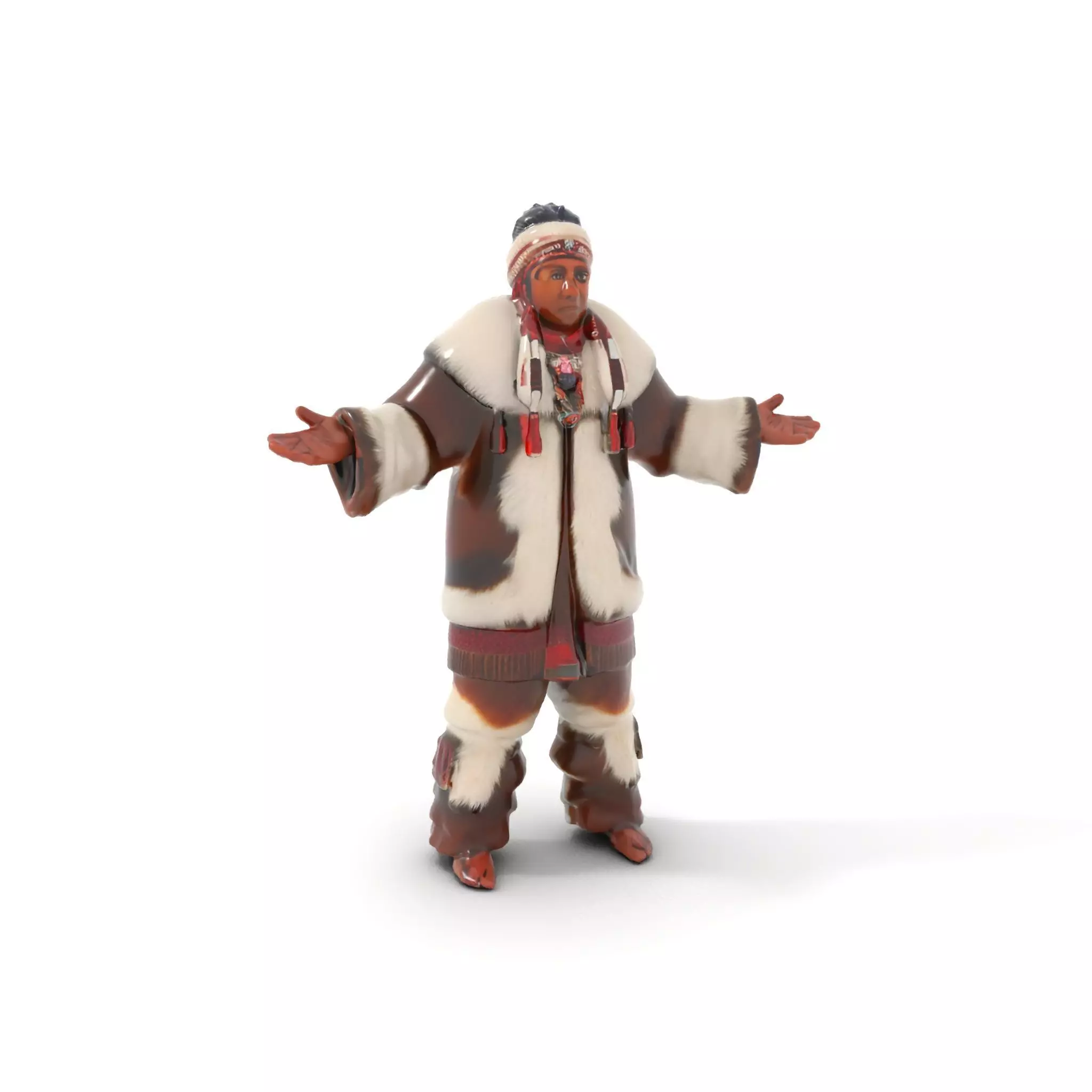 Traditional FurClad Elder Character Rigged and Animated Low-poly 3D model_0