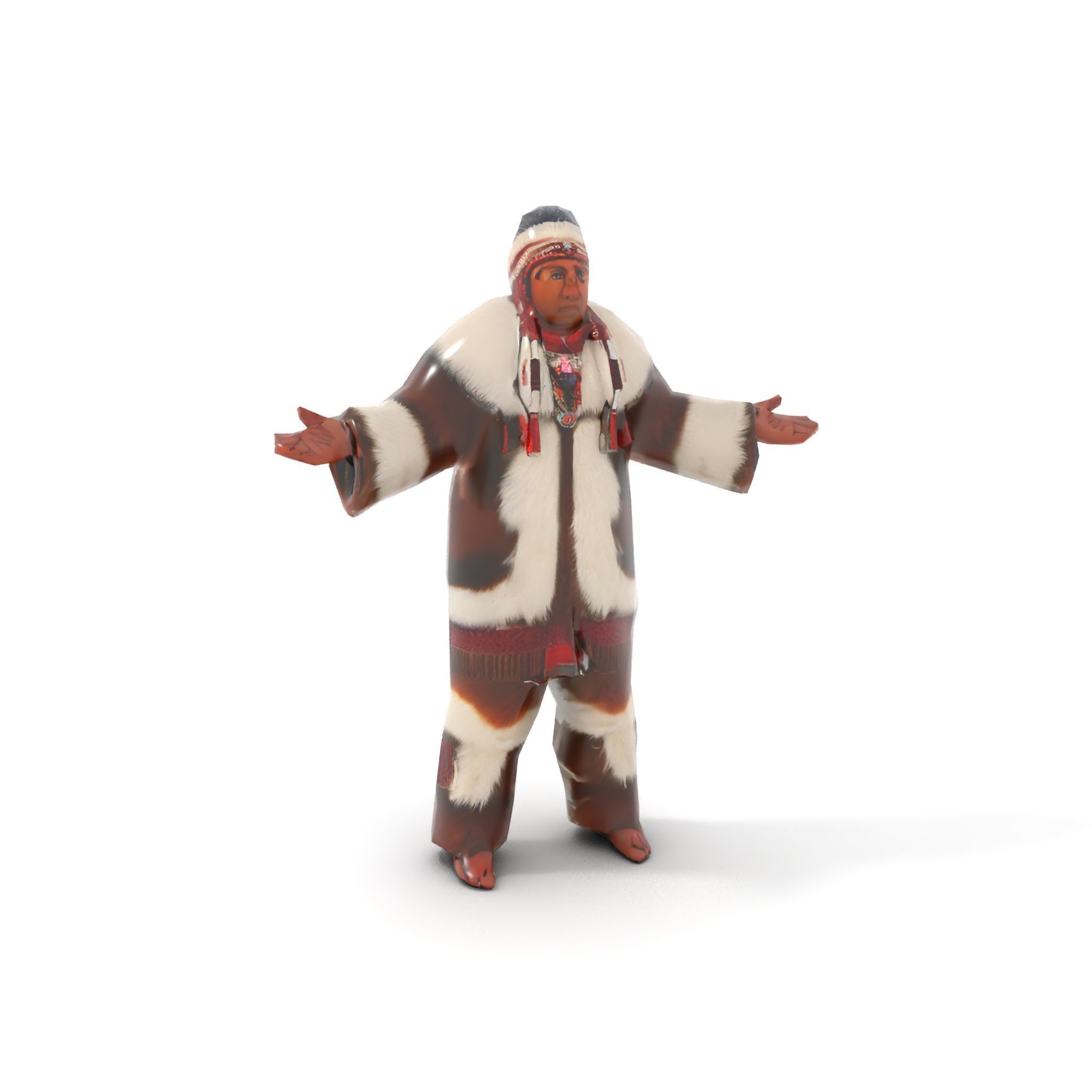 Traditional FurClad Elder Character Rigged and Animated Low-poly 3D model_11