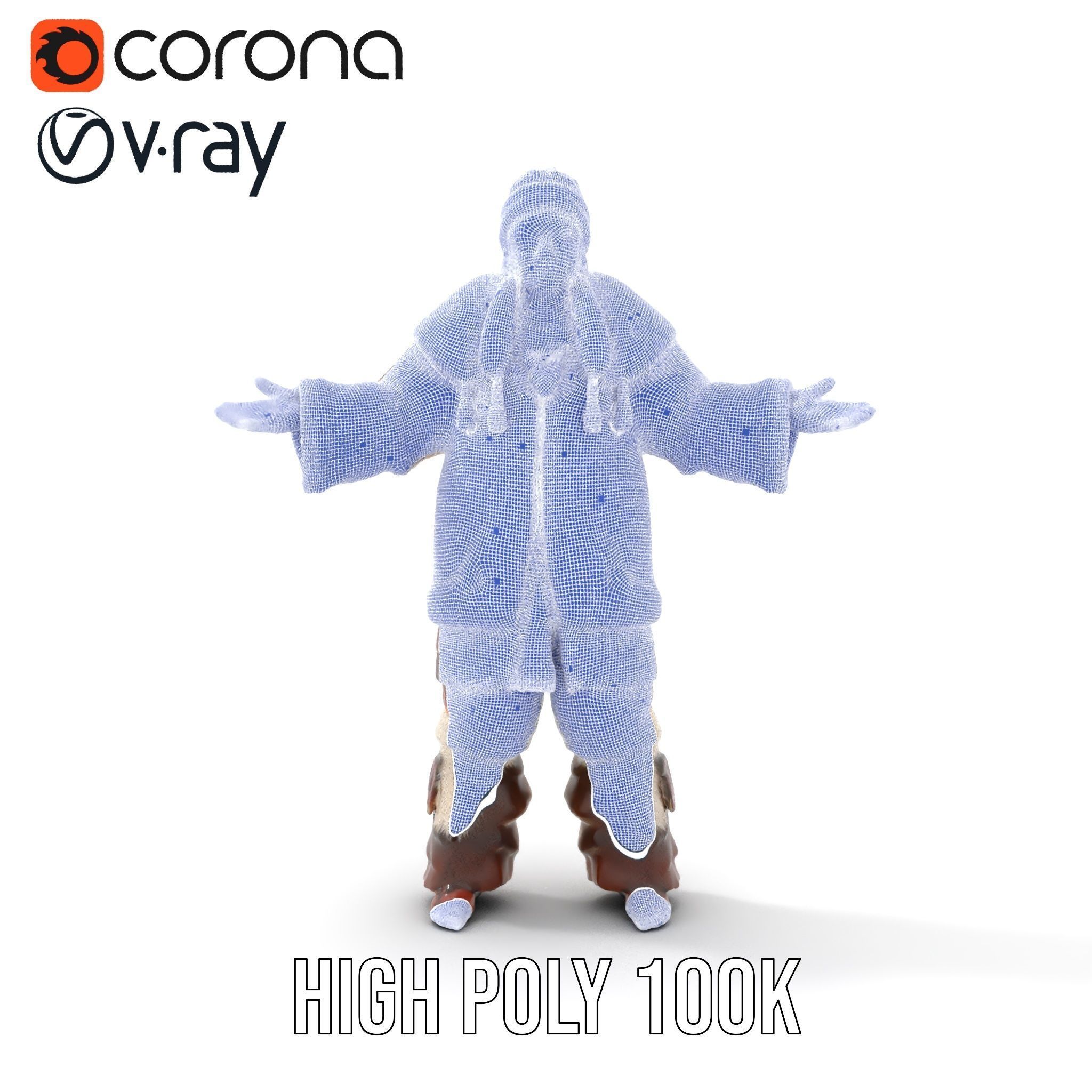 Traditional FurClad Elder Character Rigged and Animated Low-poly 3D model_36