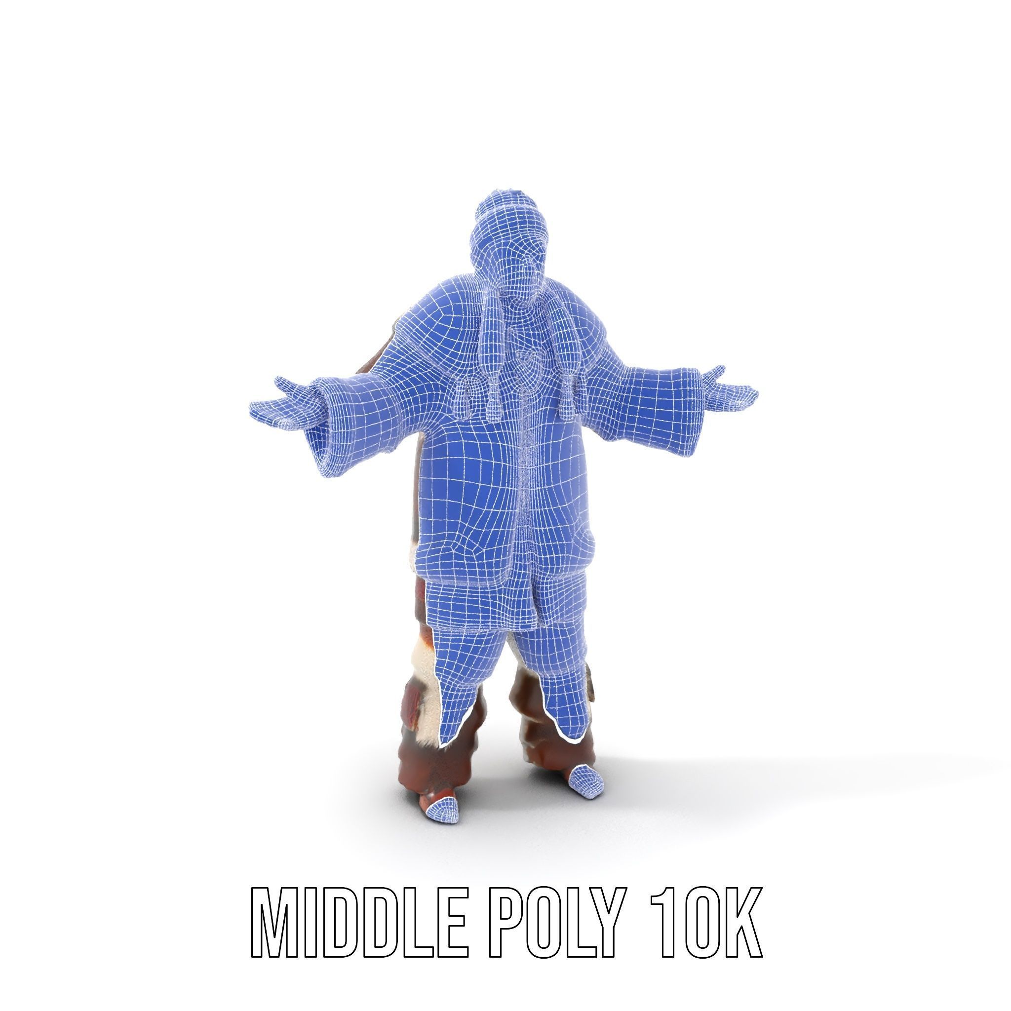 Traditional FurClad Elder Character Rigged and Animated Low-poly 3D model_29