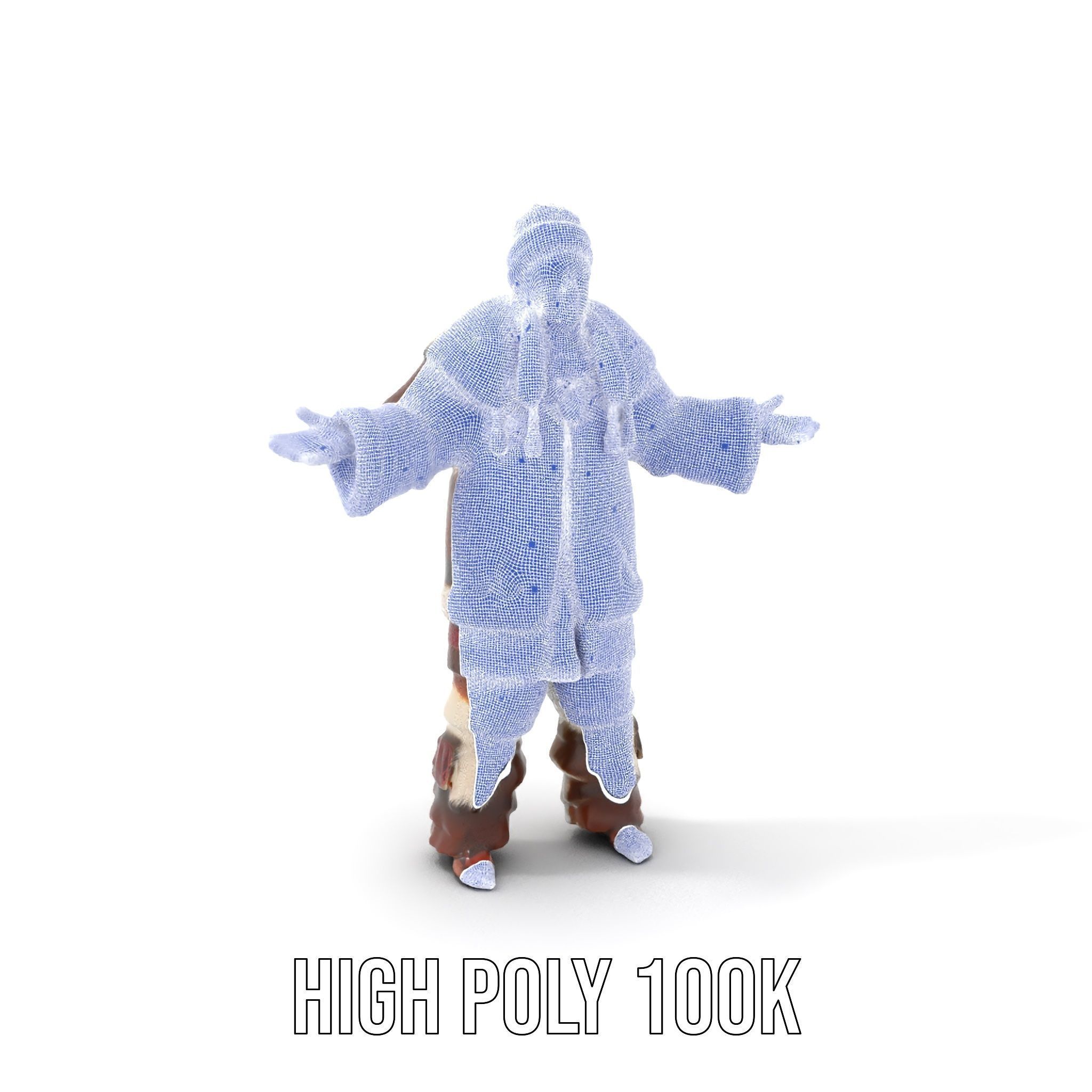 Traditional FurClad Elder Character Rigged and Animated Low-poly 3D model_4