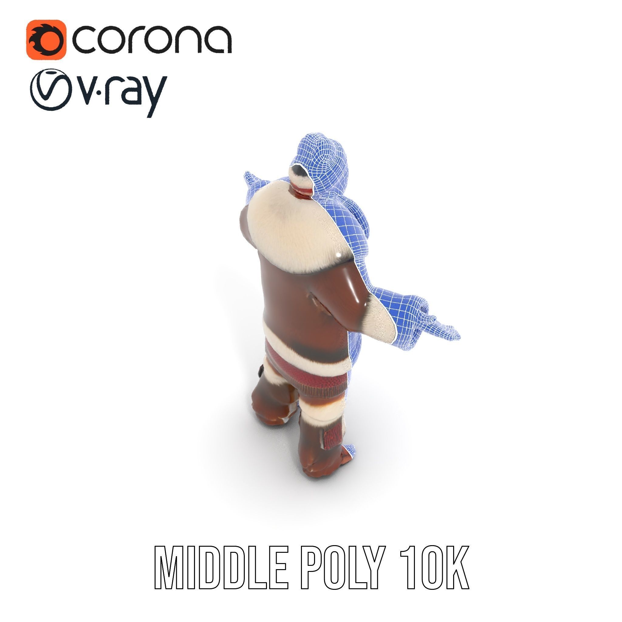 Traditional FurClad Elder Character Rigged and Animated Low-poly 3D model_32