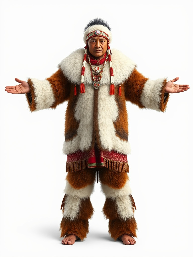 Traditional FurClad Elder Character Rigged and Animated Low-poly 3D model_2