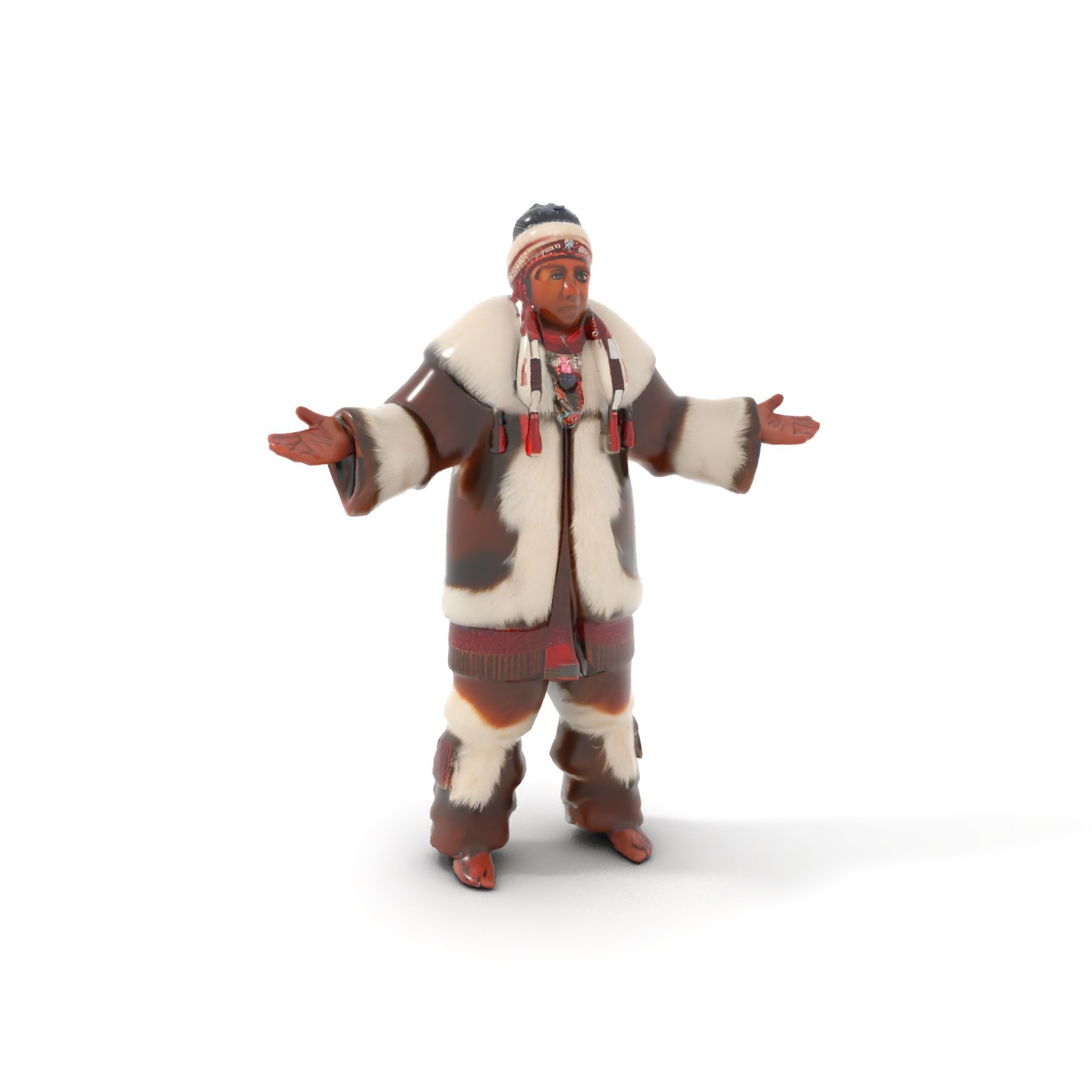 Traditional FurClad Elder Character Rigged and Animated Low-poly 3D model_13
