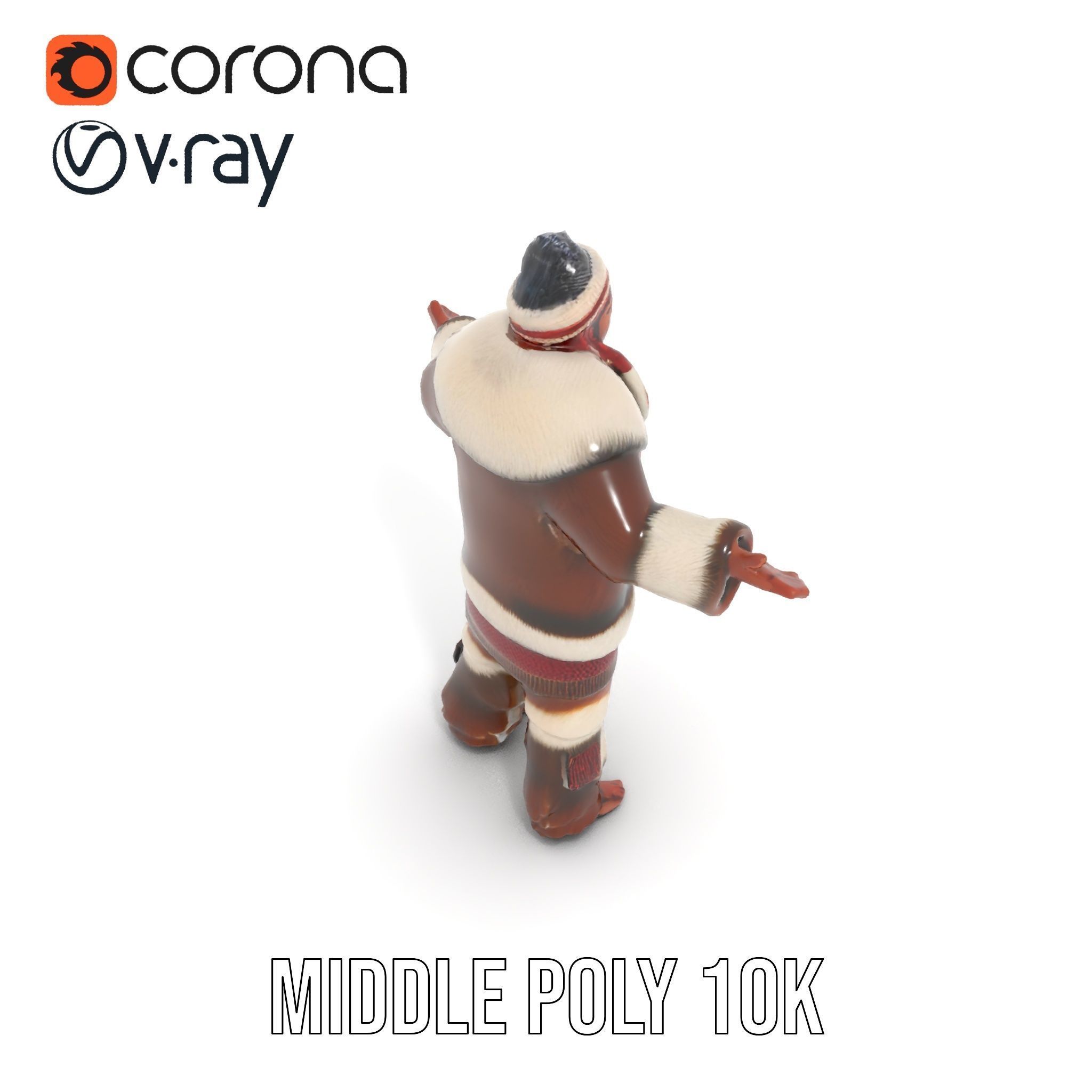 Traditional FurClad Elder Character Rigged and Animated Low-poly 3D model_18