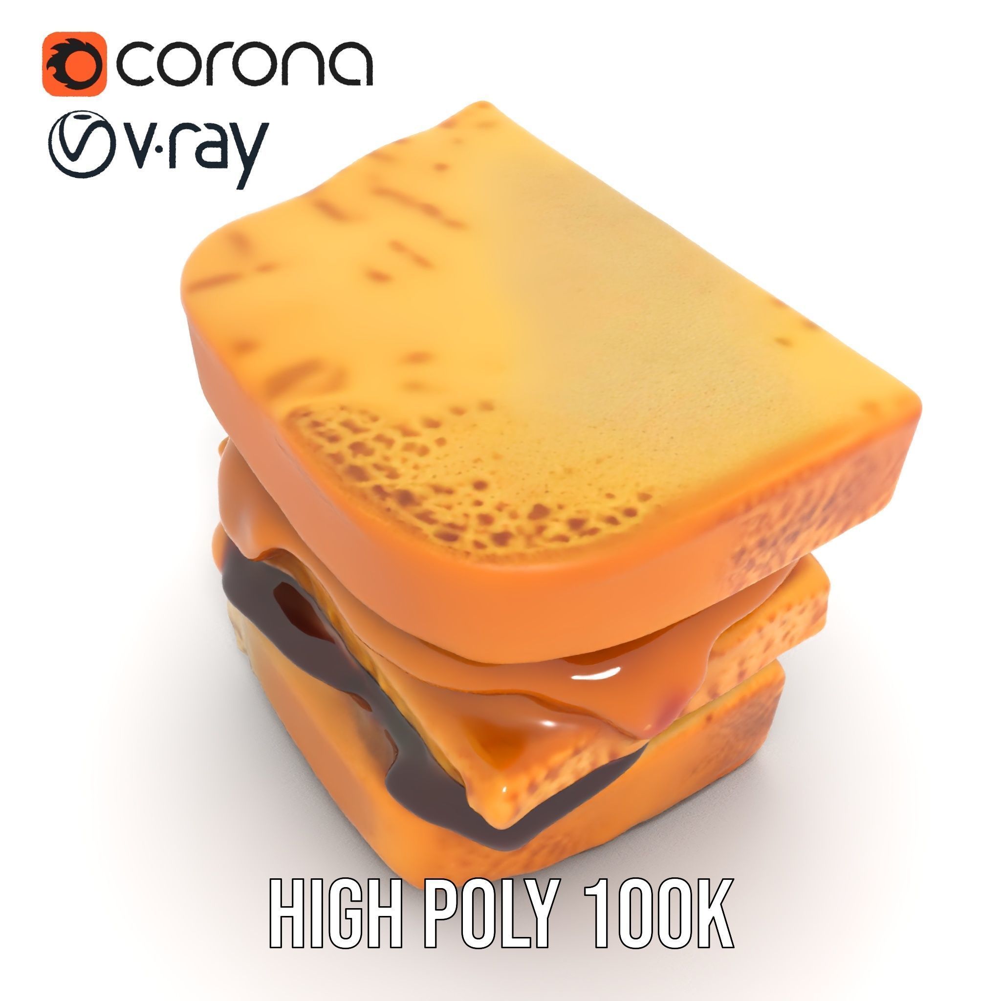 Peanut Butter Jelly Sandwich D Model Pack Low-poly 3D model_33