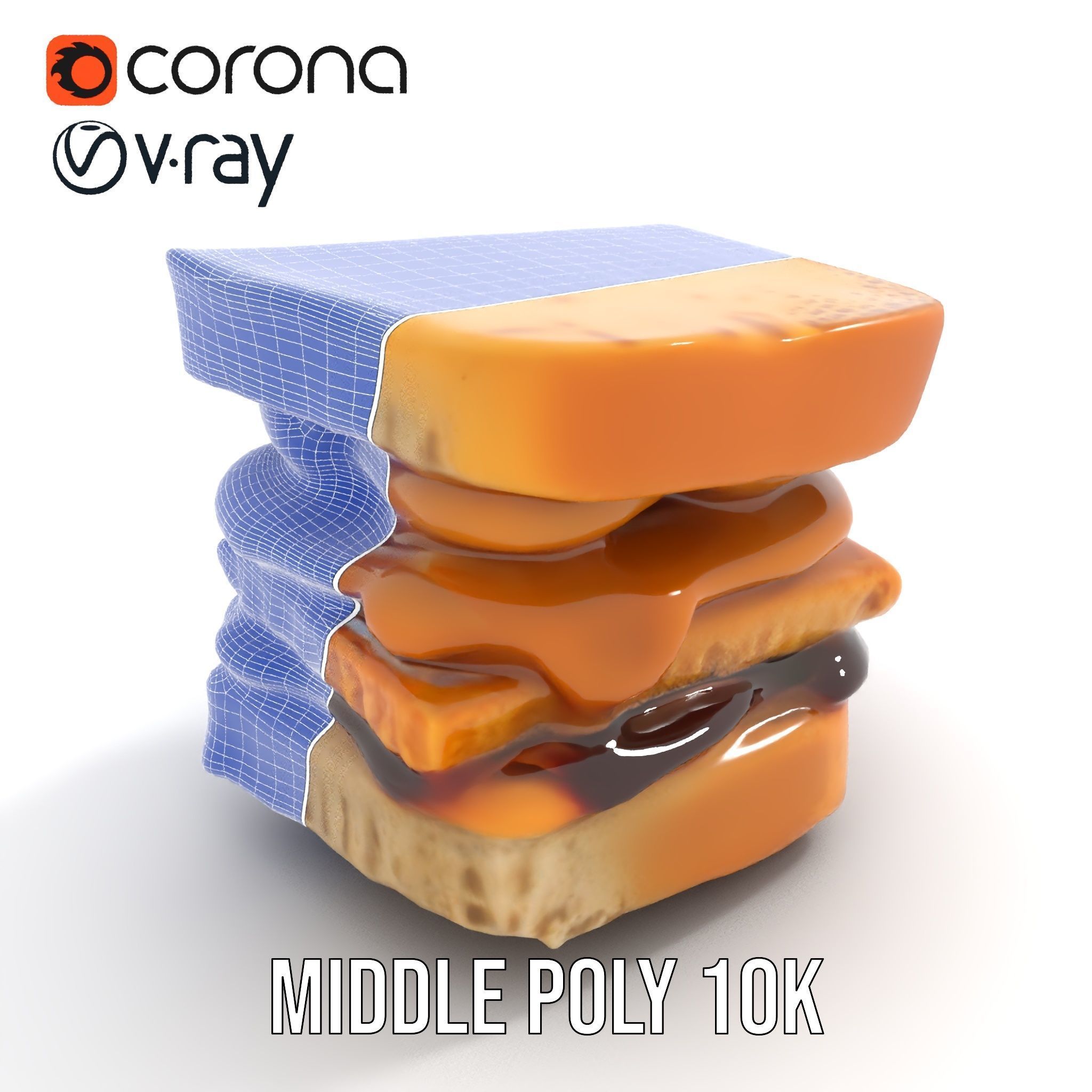 Peanut Butter Jelly Sandwich D Model Pack Low-poly 3D model_29