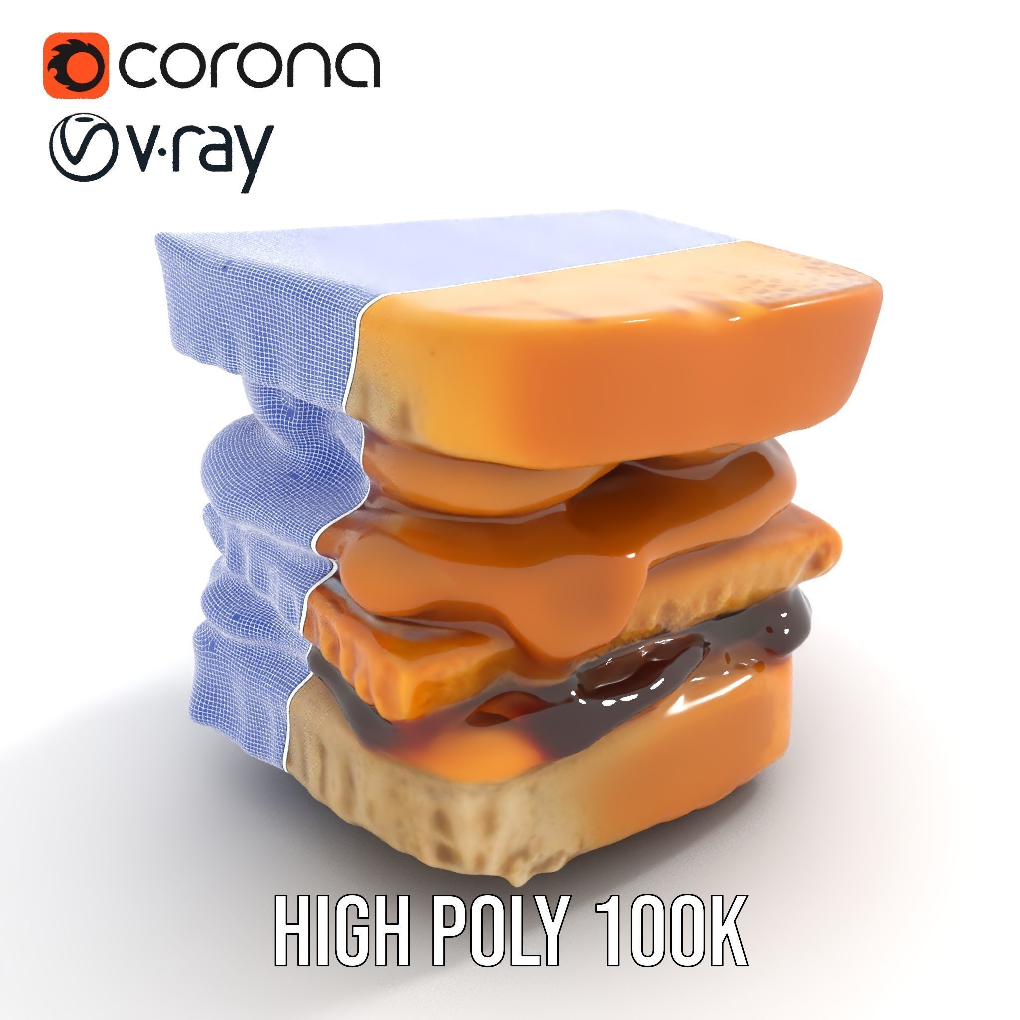 Peanut Butter Jelly Sandwich D Model Pack Low-poly 3D model_25