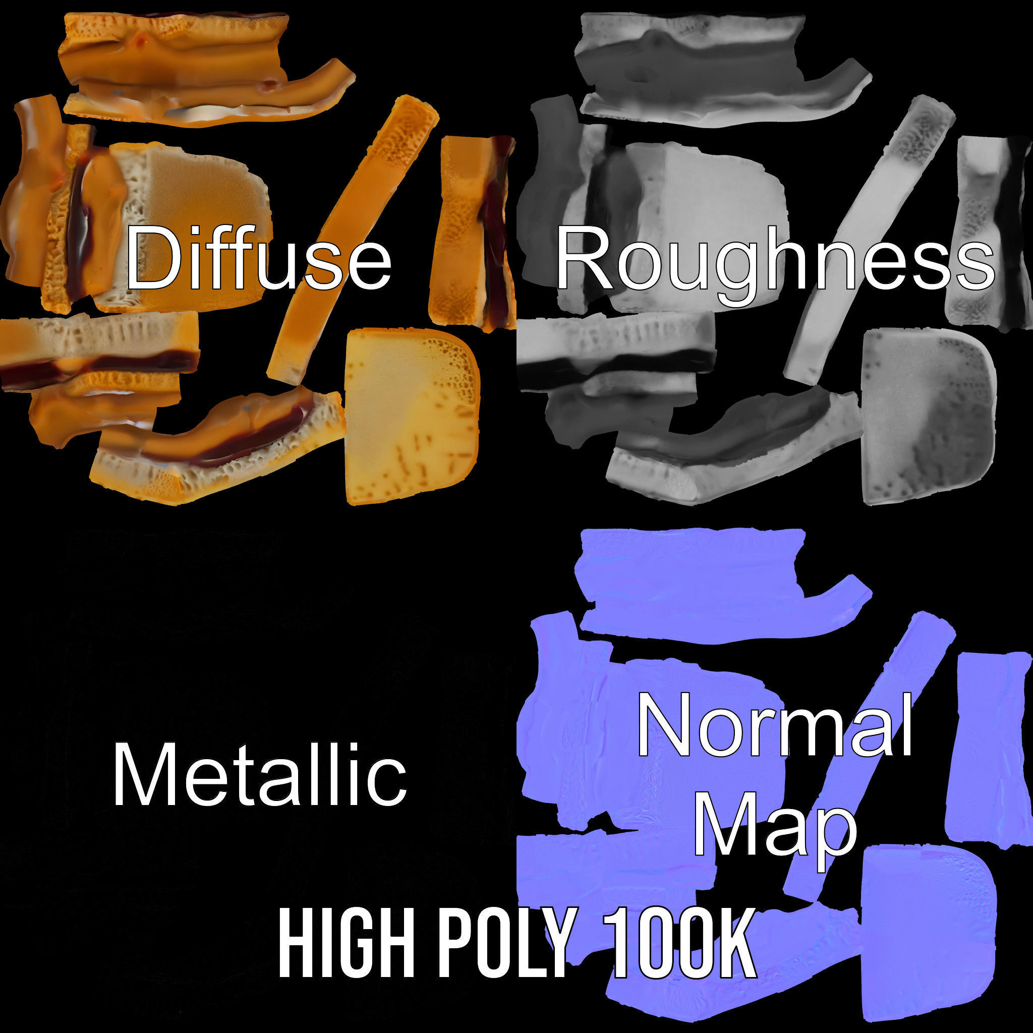 Peanut Butter Jelly Sandwich D Model Pack Low-poly 3D model_3