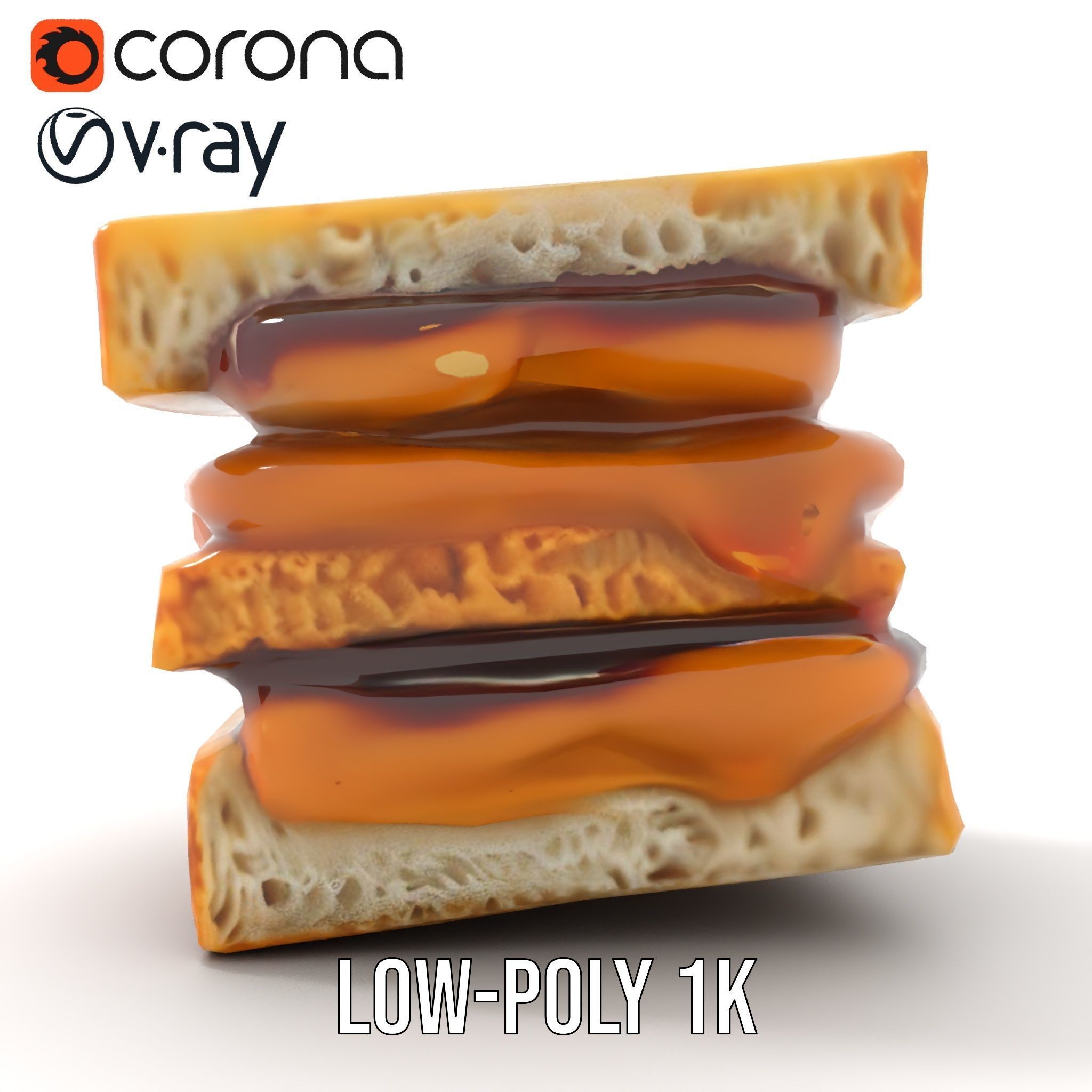 Peanut Butter Jelly Sandwich D Model Pack Low-poly 3D model_11