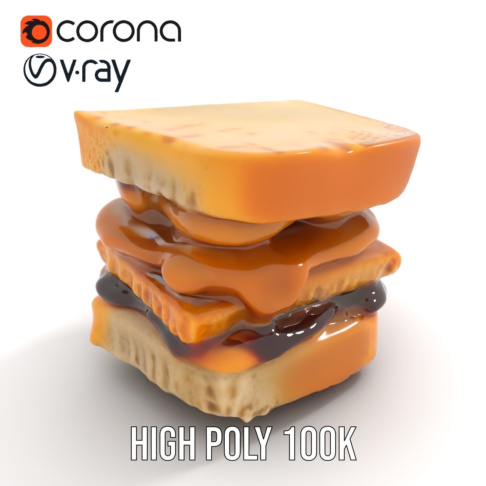 Peanut Butter Jelly Sandwich D Model Pack Low-poly 3D model_31