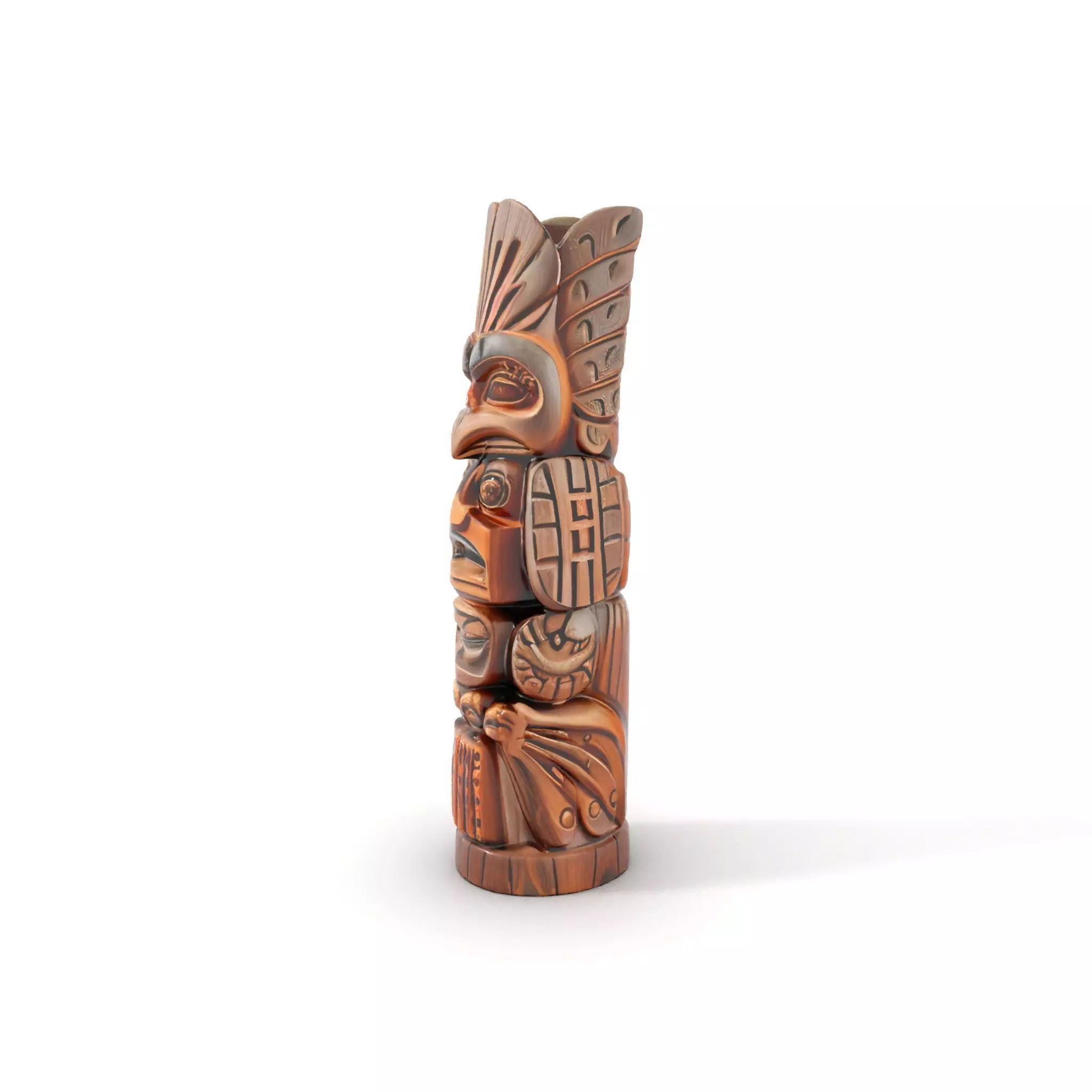 Carved Wood Totem Model Pack Low-poly 3D model_0