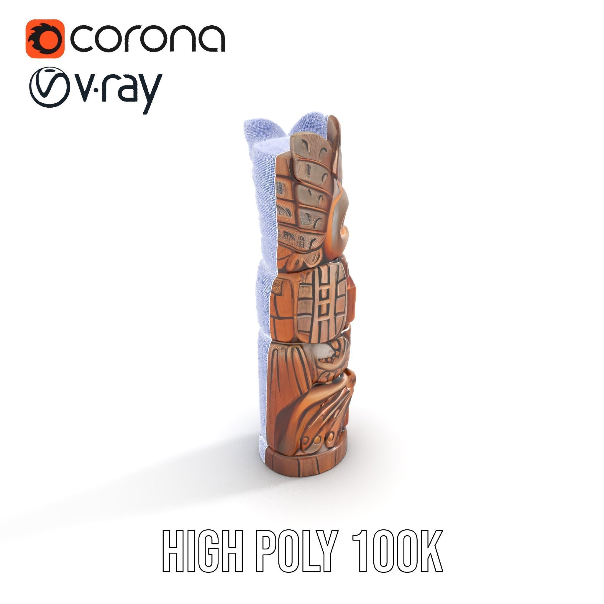 Carved Wood Totem Model Pack Low-poly 3D model_32