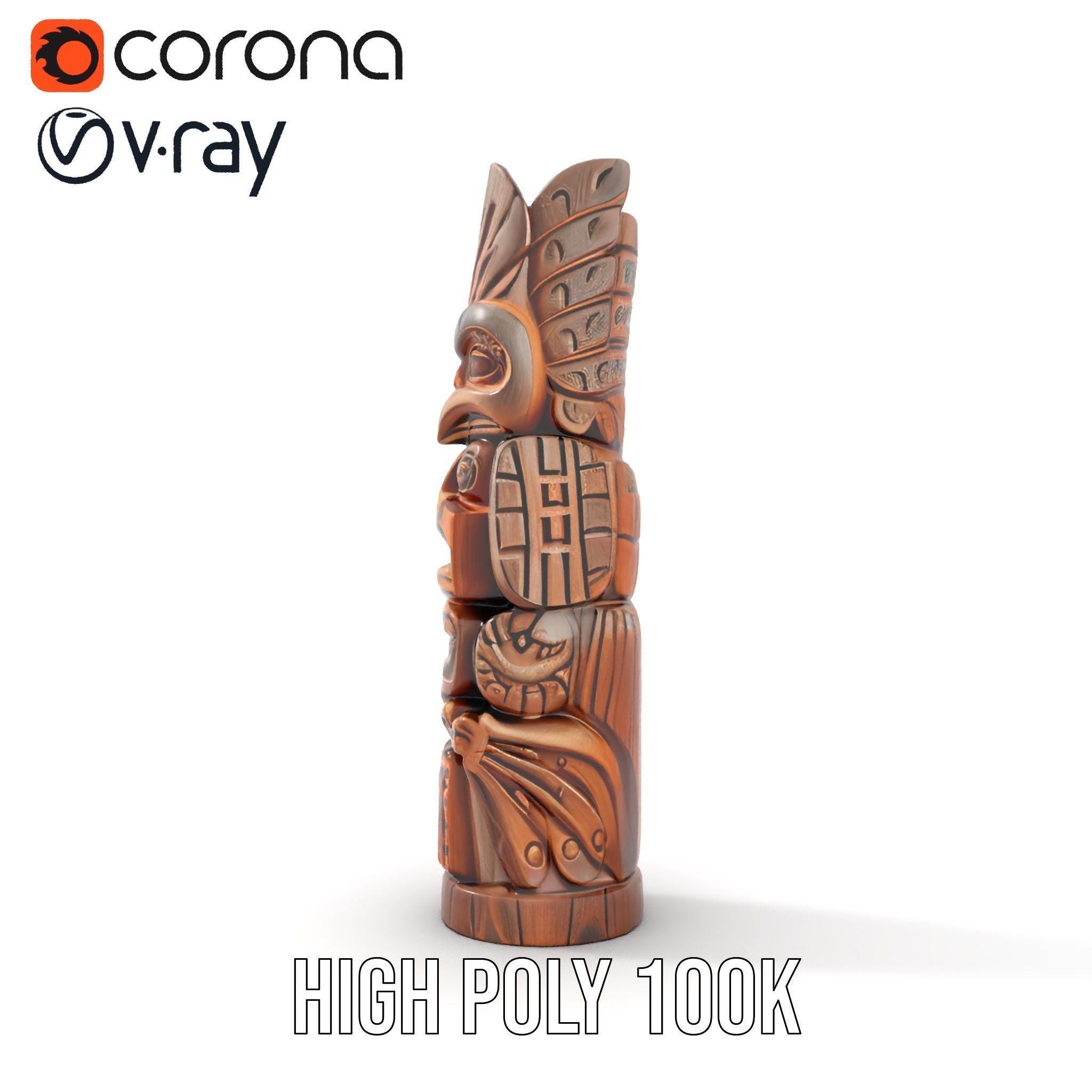 Carved Wood Totem Model Pack Low-poly 3D model_15