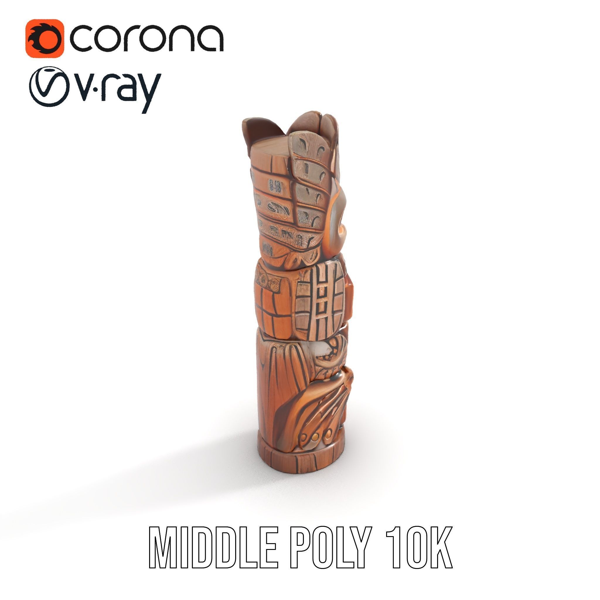Carved Wood Totem Model Pack Low-poly 3D model_16