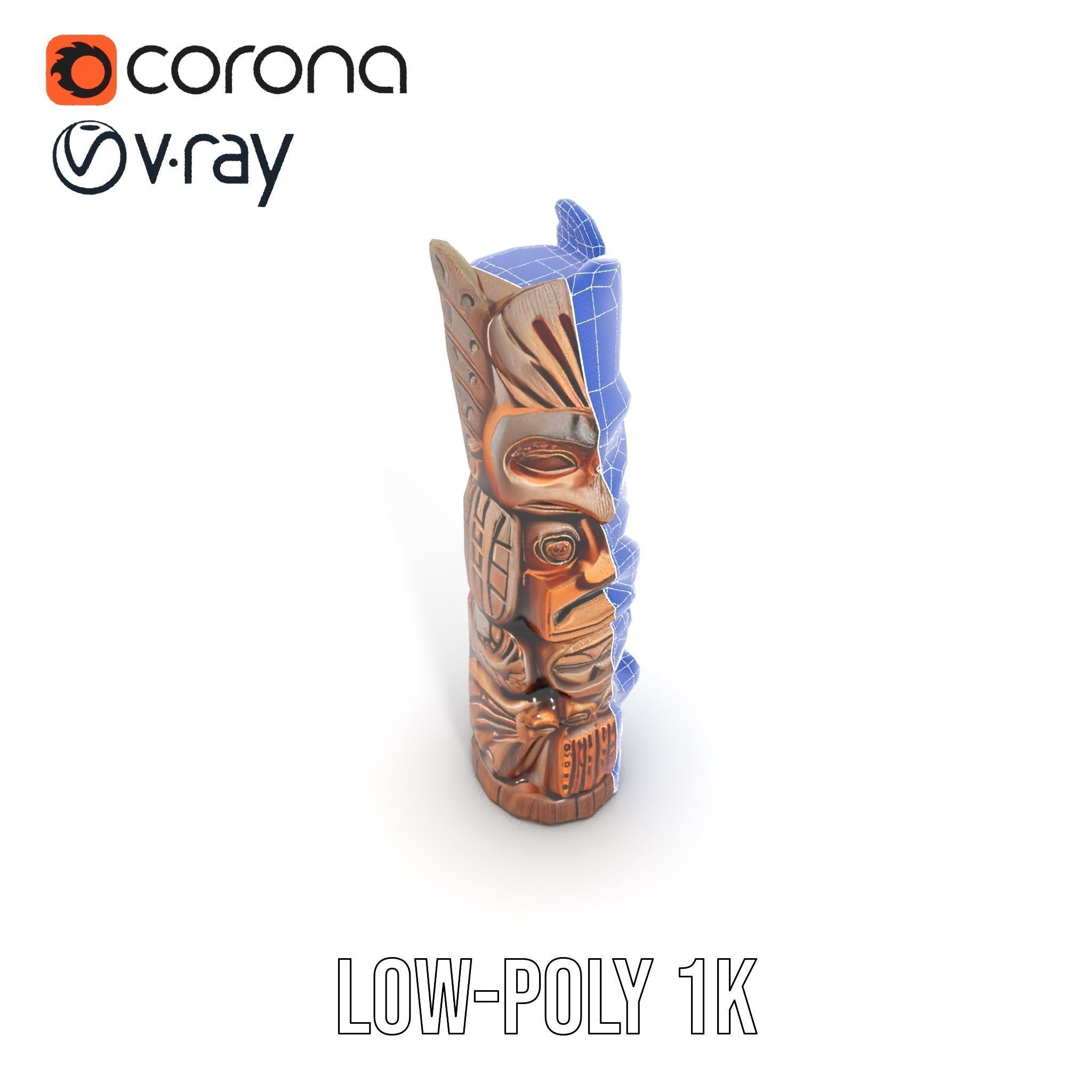 Carved Wood Totem Model Pack Low-poly 3D model_14