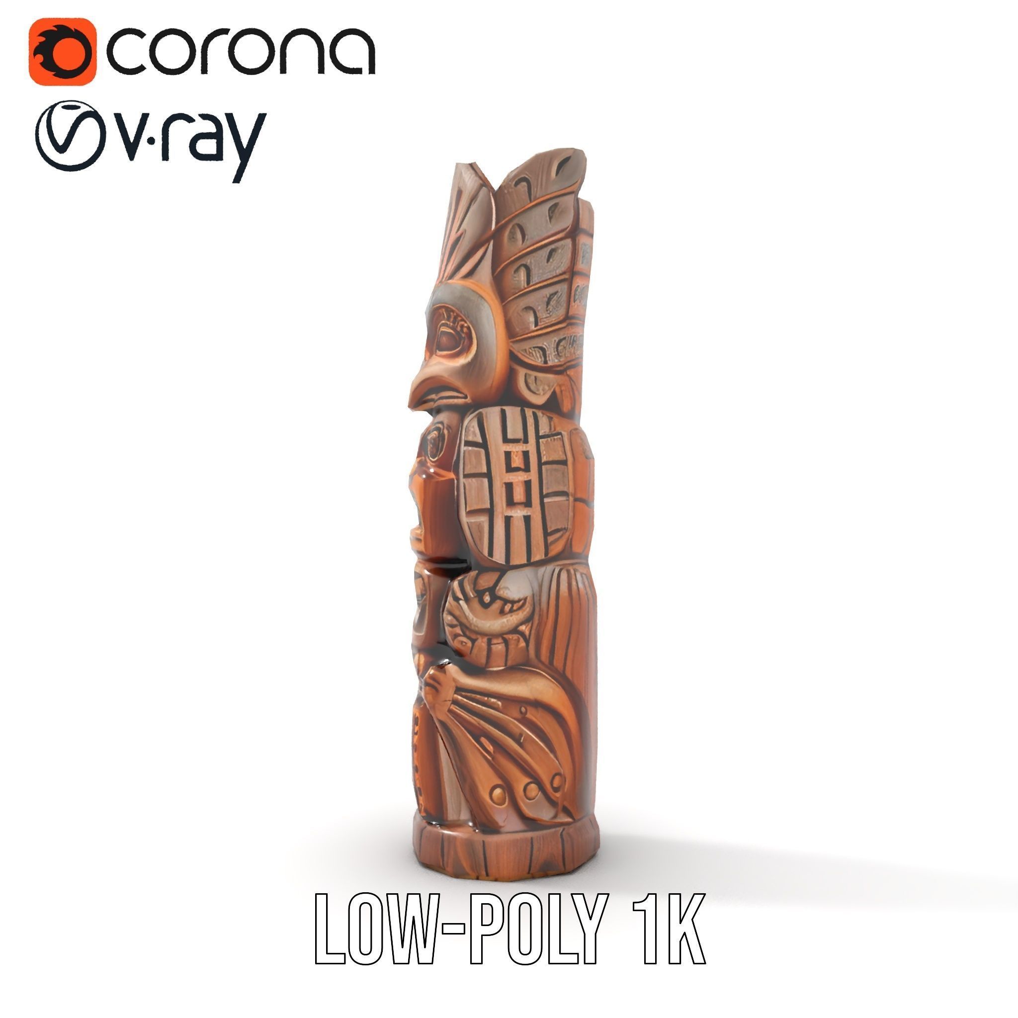 Carved Wood Totem Model Pack Low-poly 3D model_20