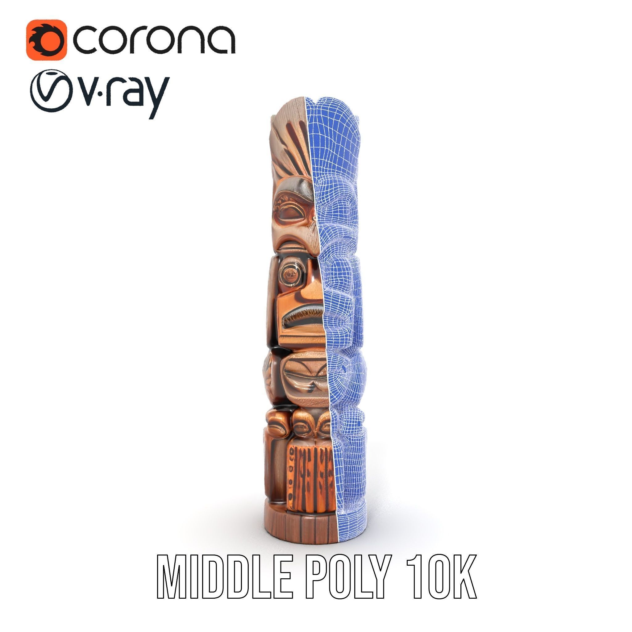 Carved Wood Totem Model Pack Low-poly 3D model_29
