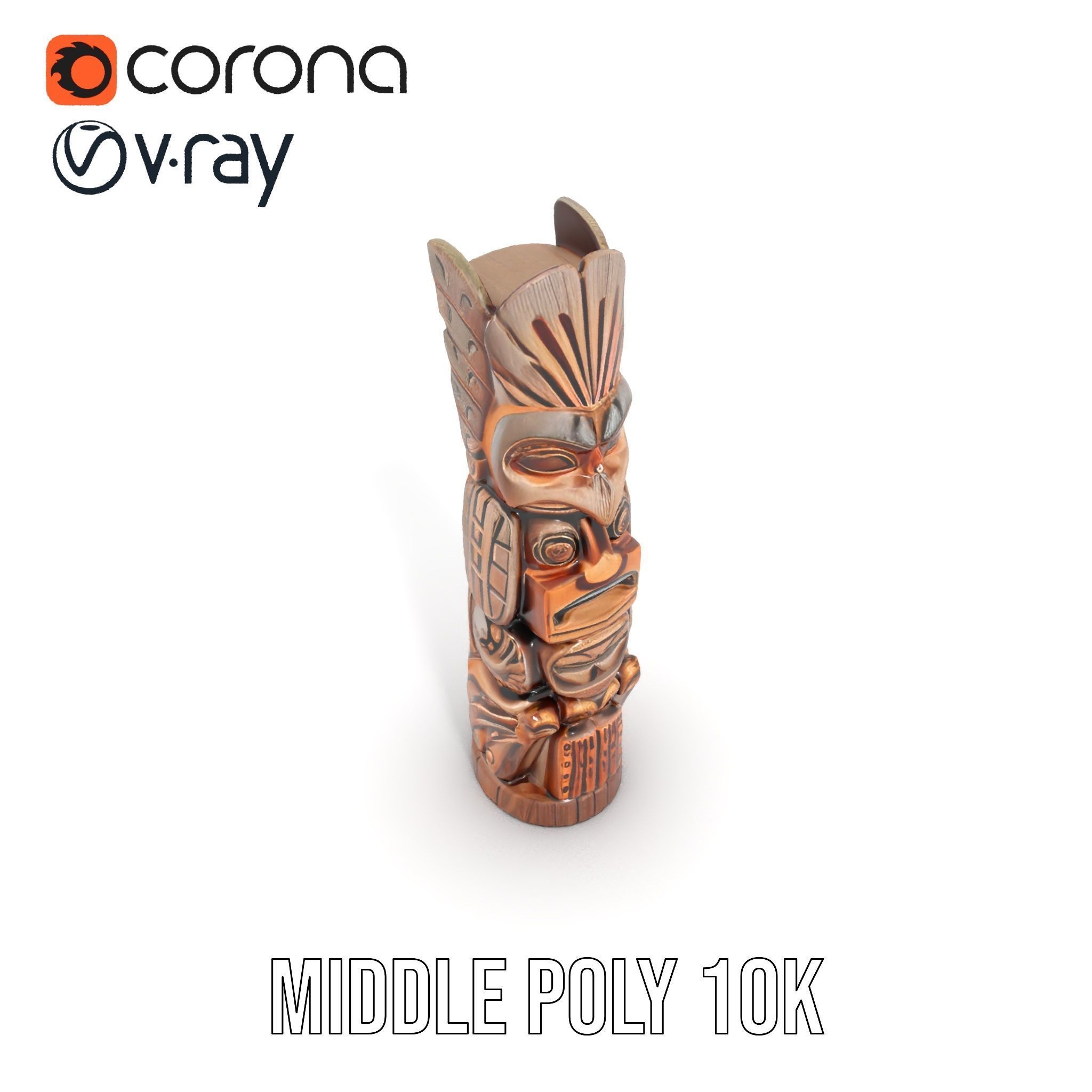 Carved Wood Totem Model Pack Low-poly 3D model_11