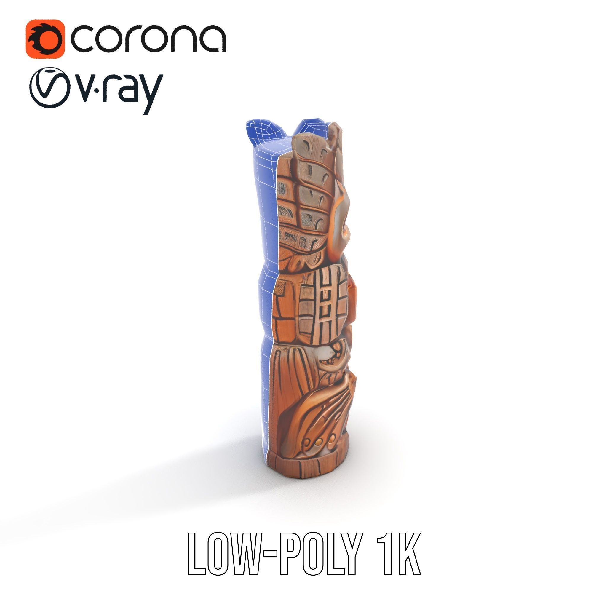 Carved Wood Totem Model Pack Low-poly 3D model_17