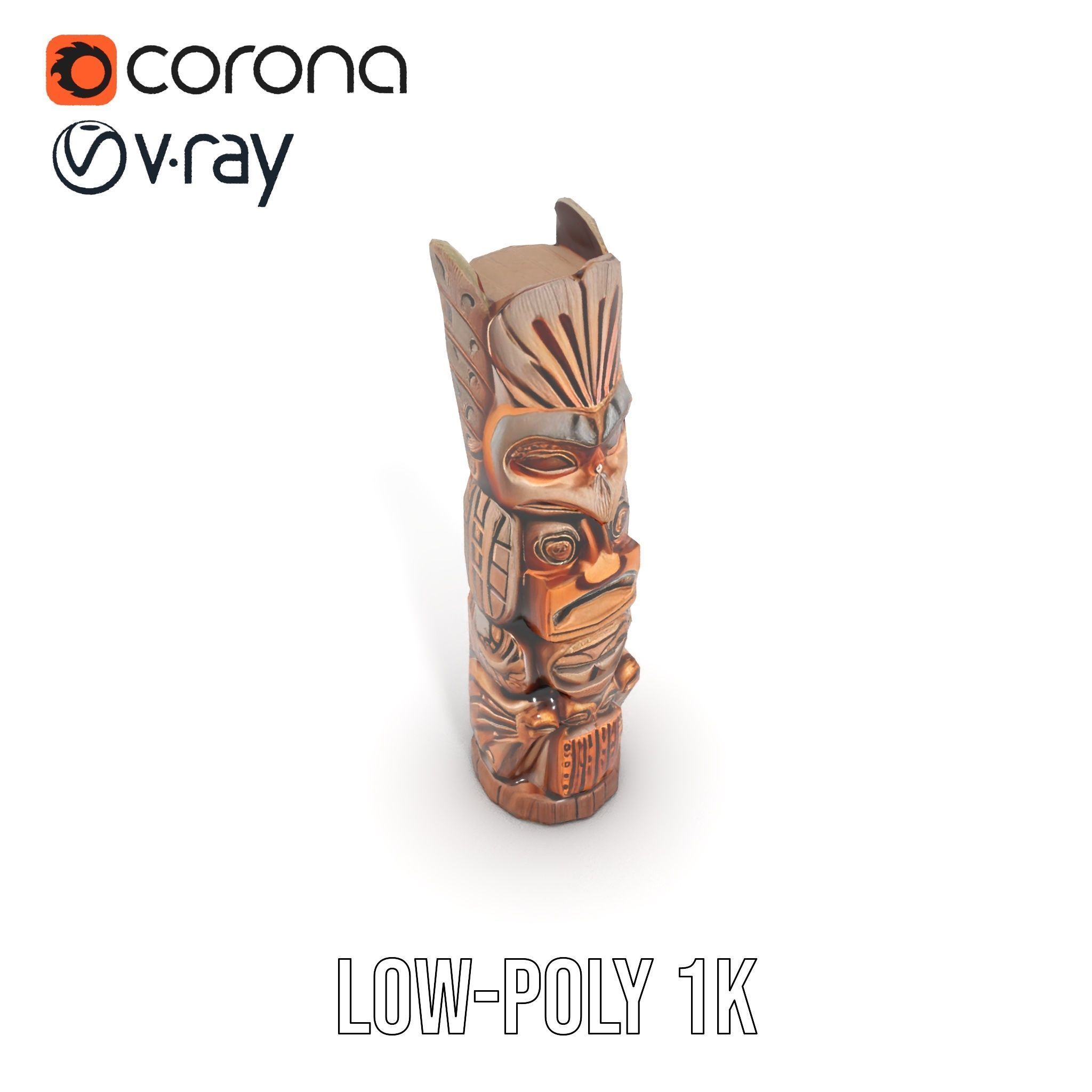 Carved Wood Totem Model Pack Low-poly 3D model_9