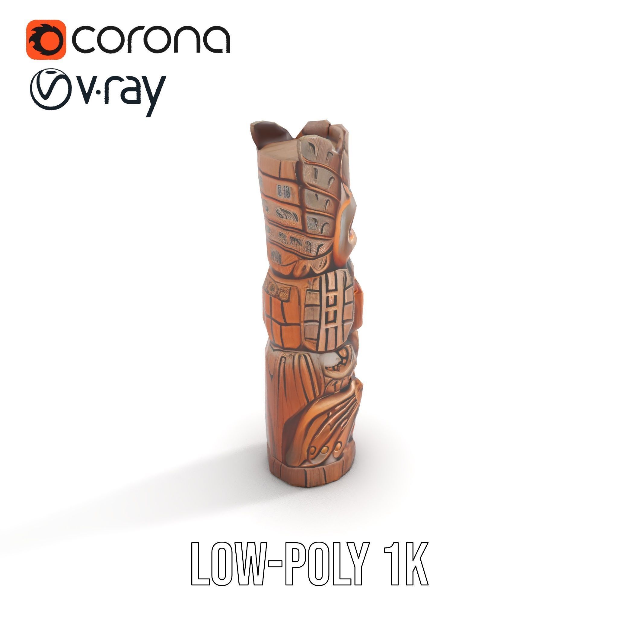 Carved Wood Totem Model Pack Low-poly 3D model_12