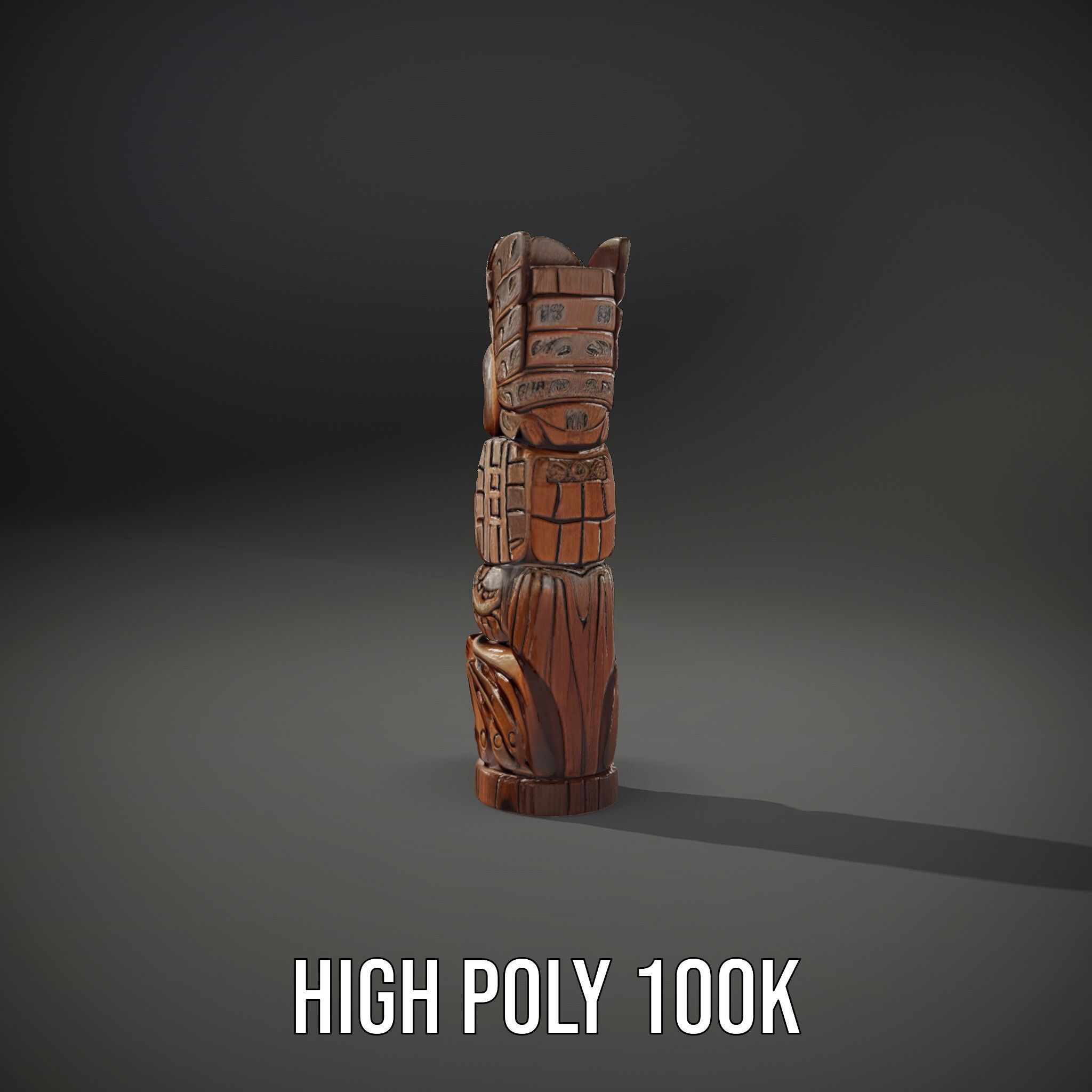 Carved Wood Totem Model Pack Low-poly 3D model_8