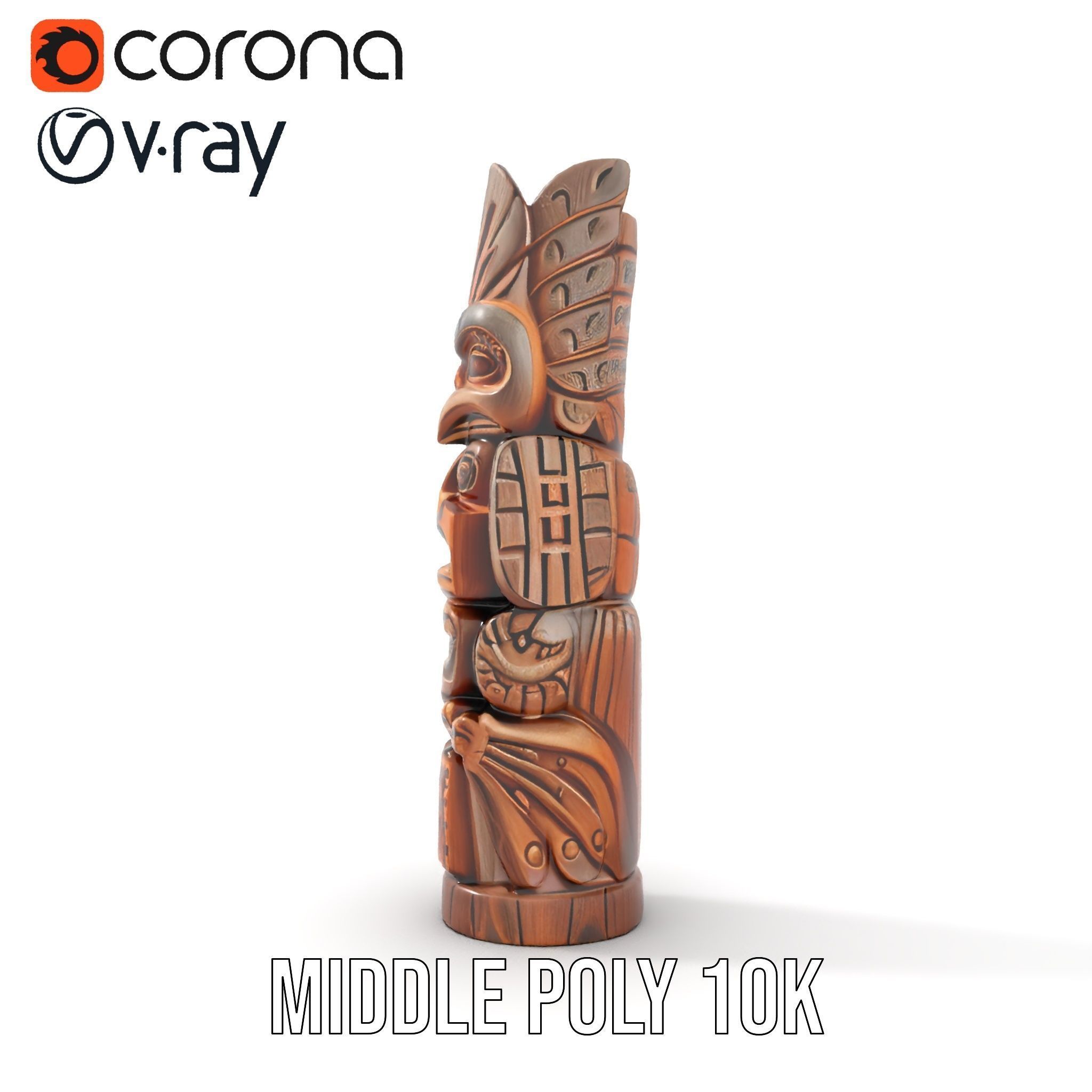Carved Wood Totem Model Pack Low-poly 3D model_13