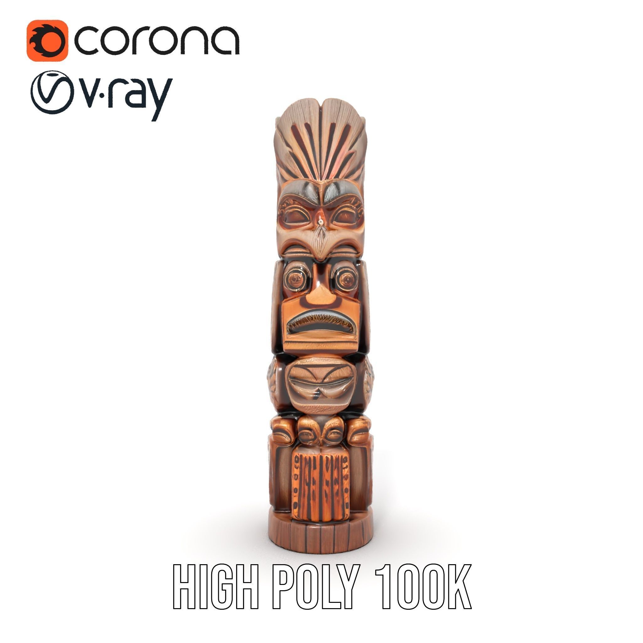 Carved Wood Totem Model Pack Low-poly 3D model_24