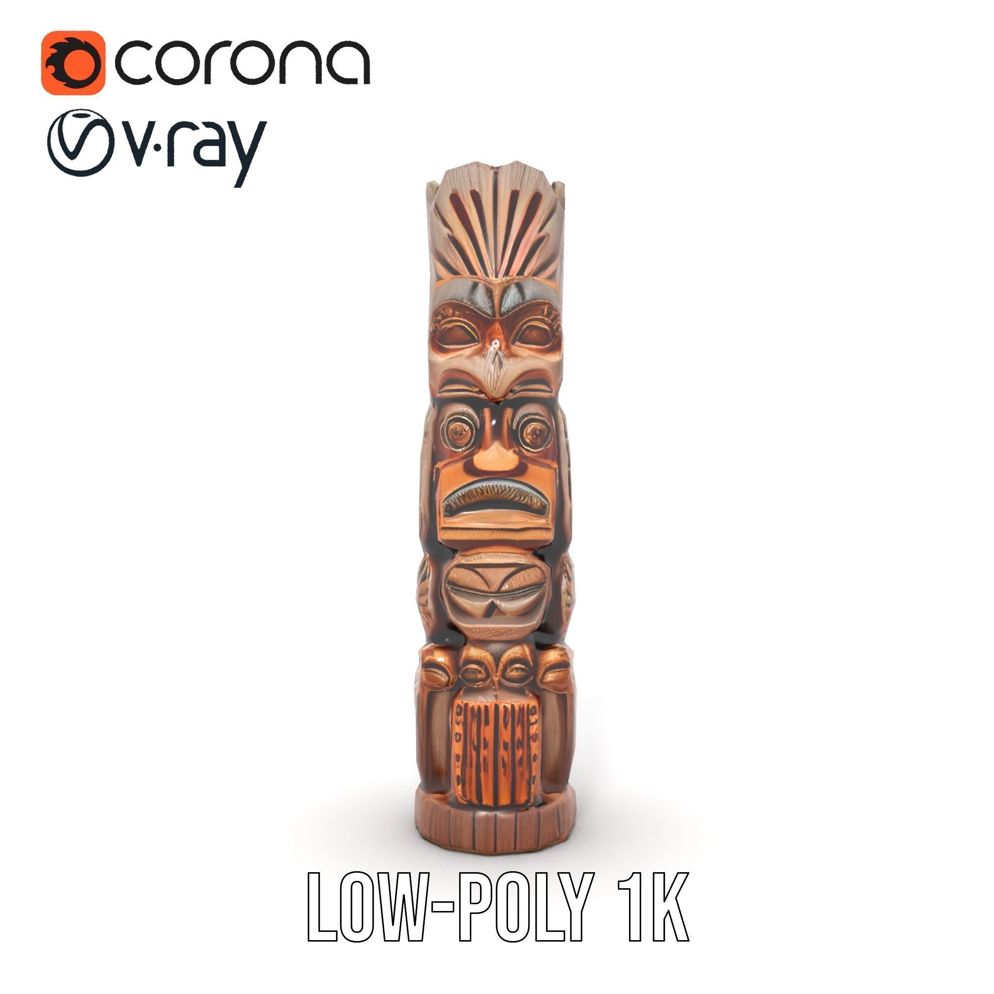 Carved Wood Totem Model Pack Low-poly 3D model_23