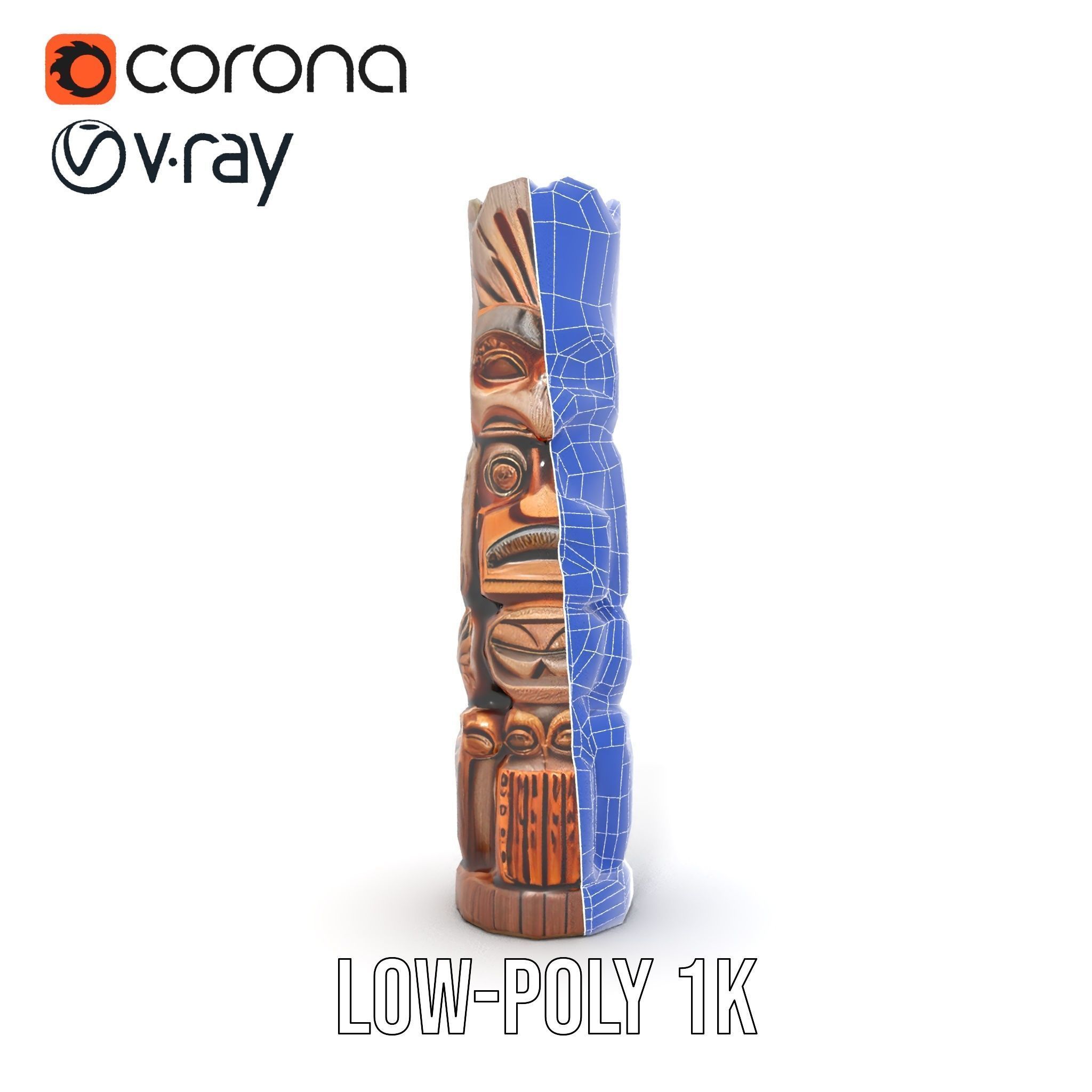 Carved Wood Totem Model Pack Low-poly 3D model_30