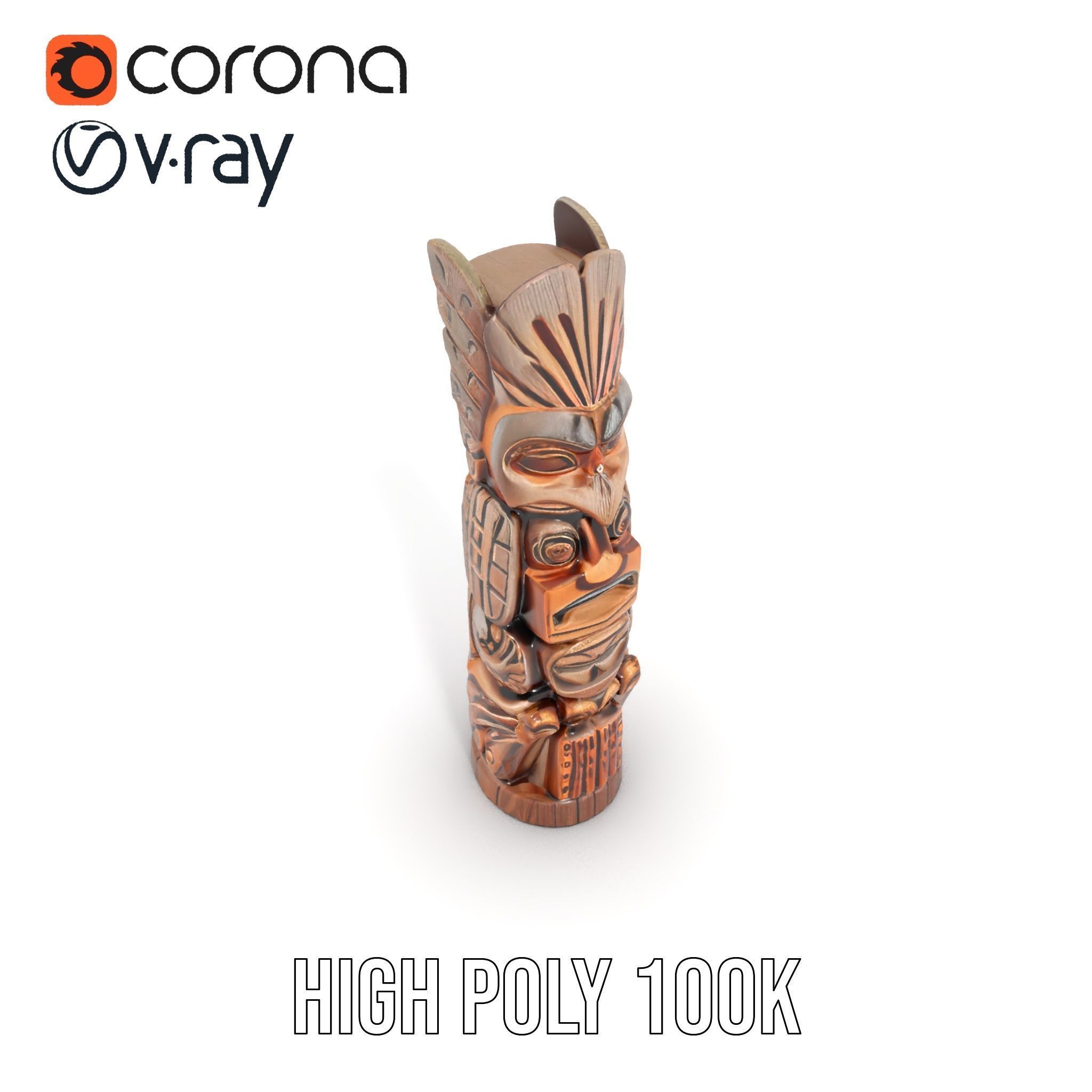 Carved Wood Totem Model Pack Low-poly 3D model_18