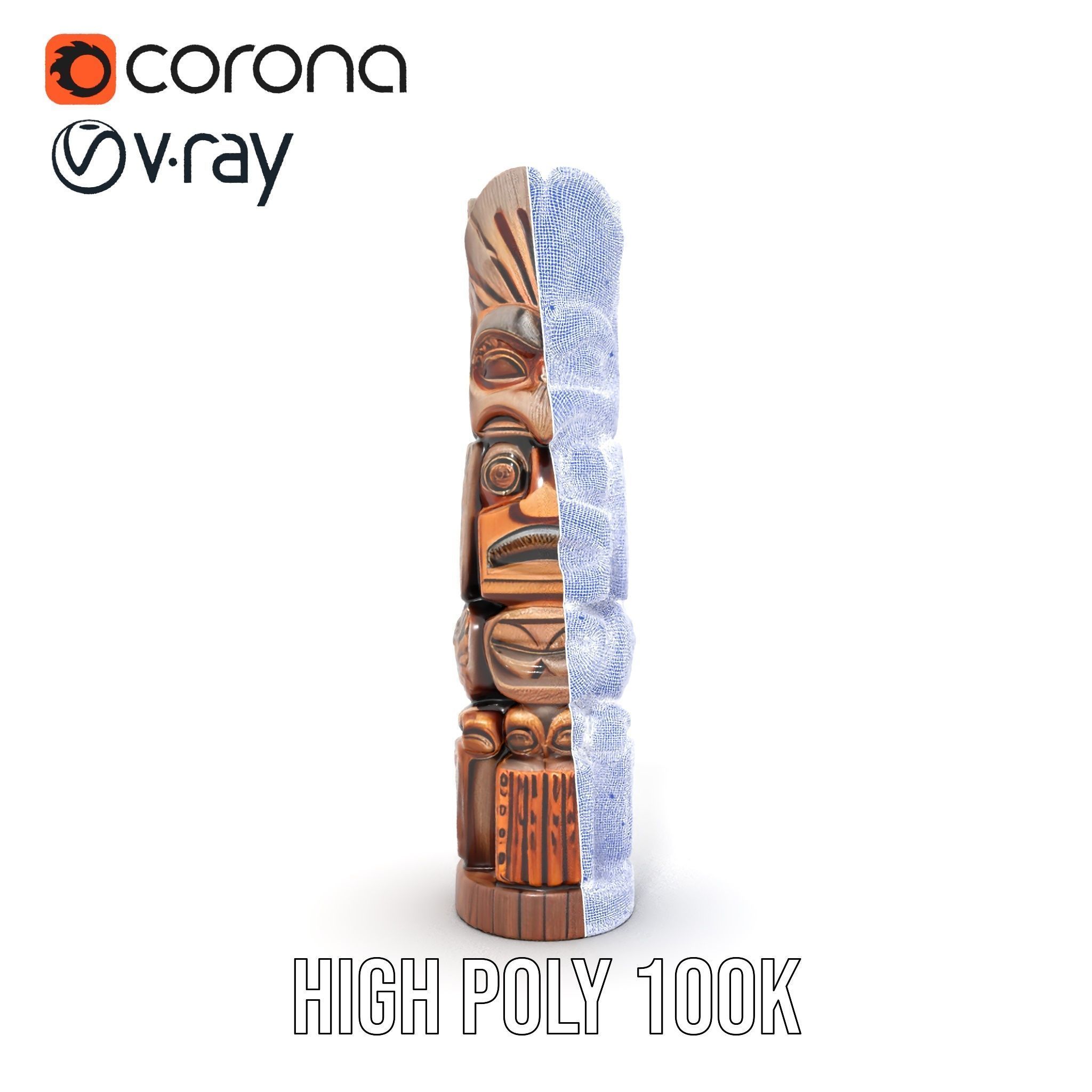 Carved Wood Totem Model Pack Low-poly 3D model_31