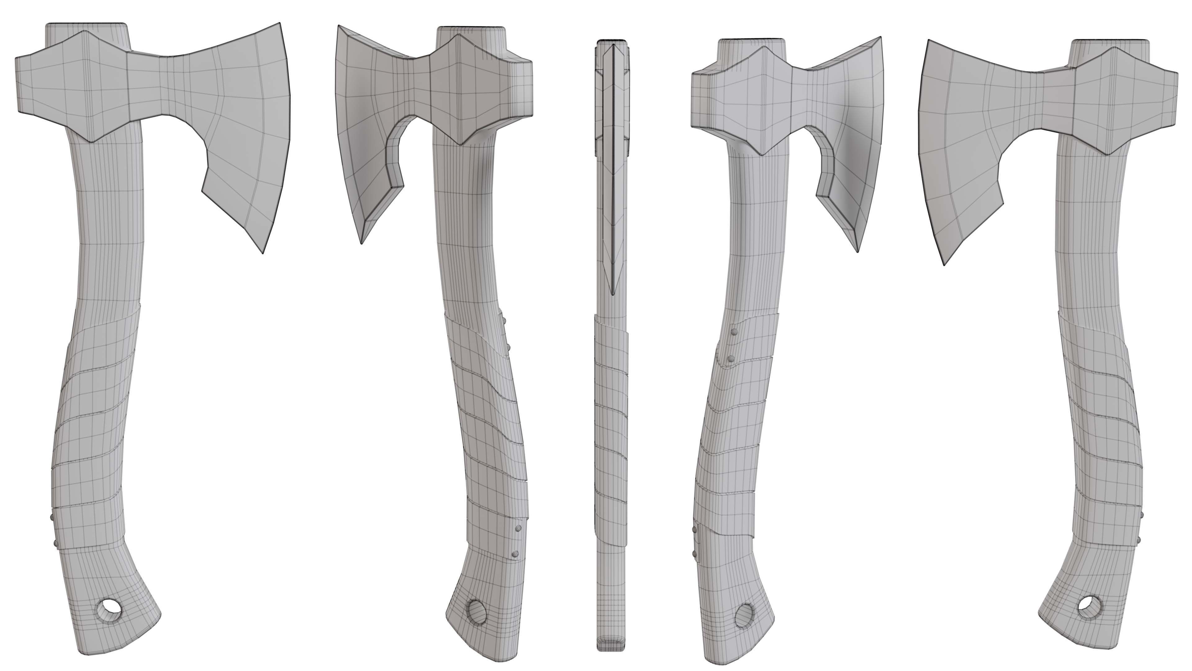 Medieval Metal Axe 4K PBR Low-poly 3D model_7