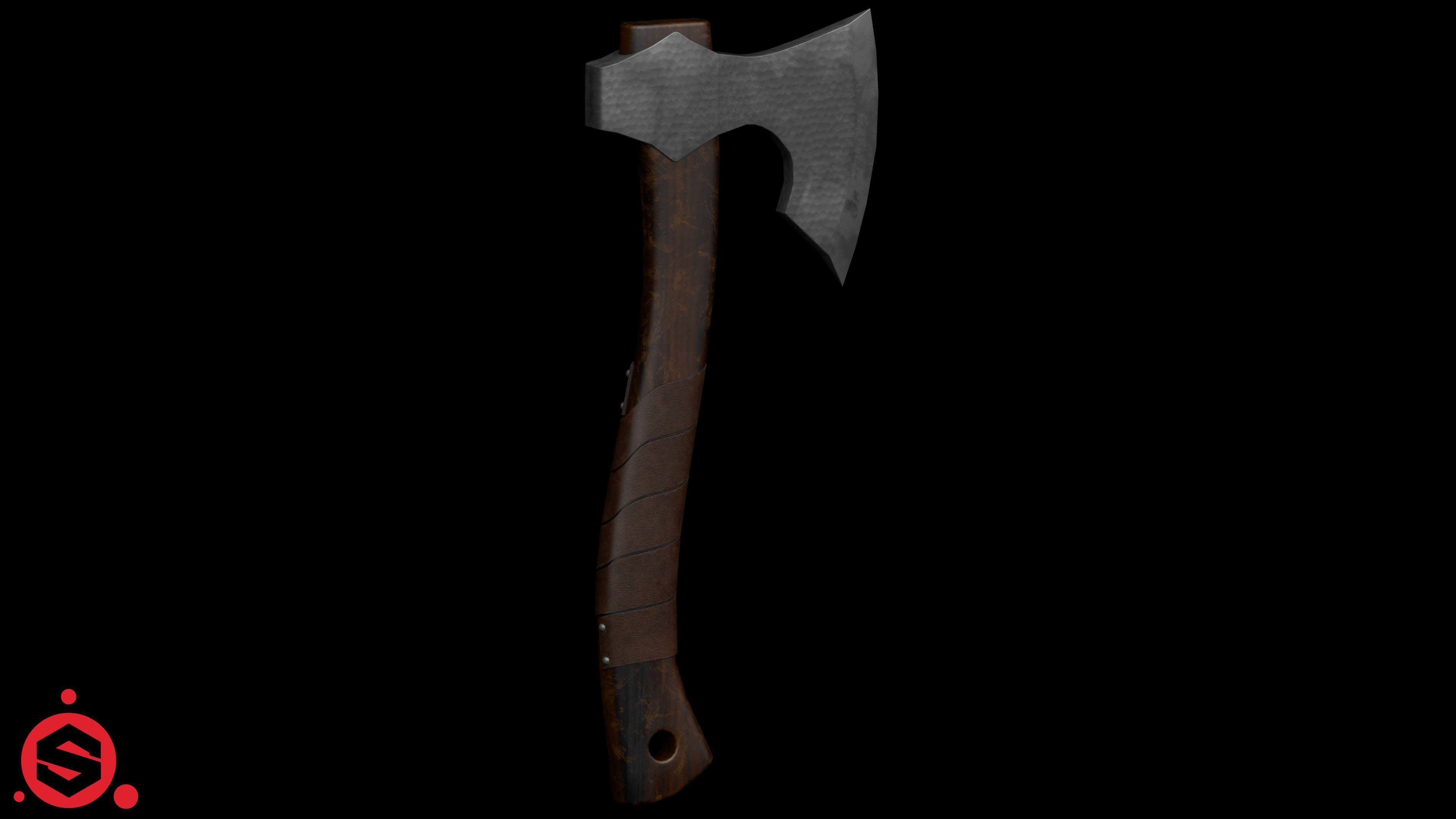 Medieval Metal Axe 4K PBR Low-poly 3D model_1