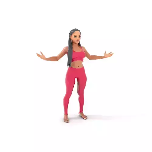 Female Athletic Character Model Rigged and Animated D