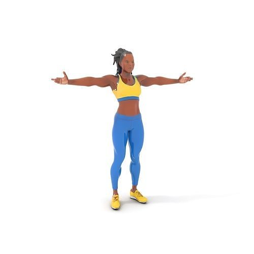Athletic Female Rigged and Animated Character Model Low-poly 3D model