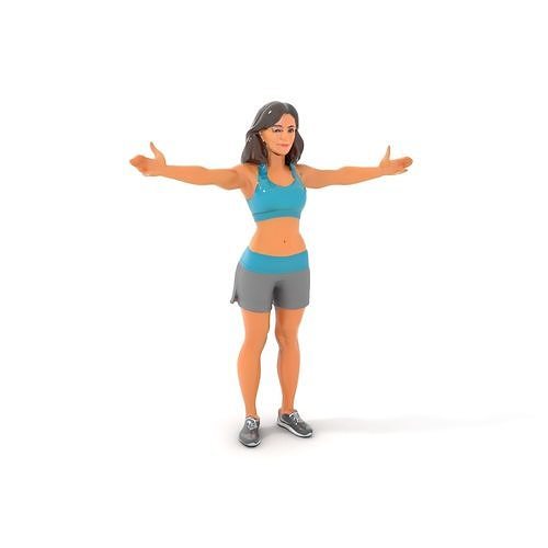 Athletic Female Character Model Rigged and Animated Low-poly 3D model