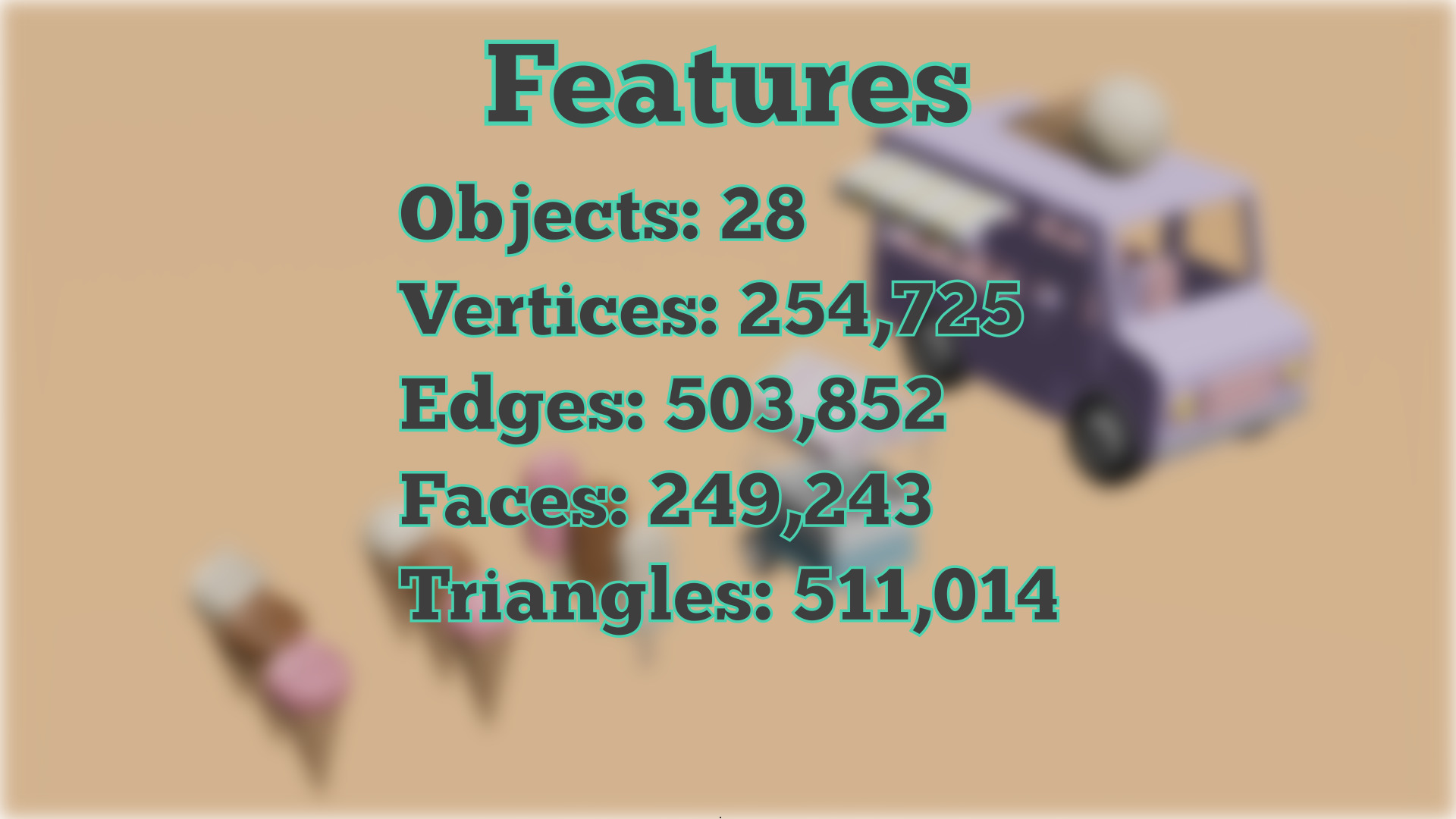 Low poly ice creams cars and trucks Summer assets pack part II Low-poly 3D model_10