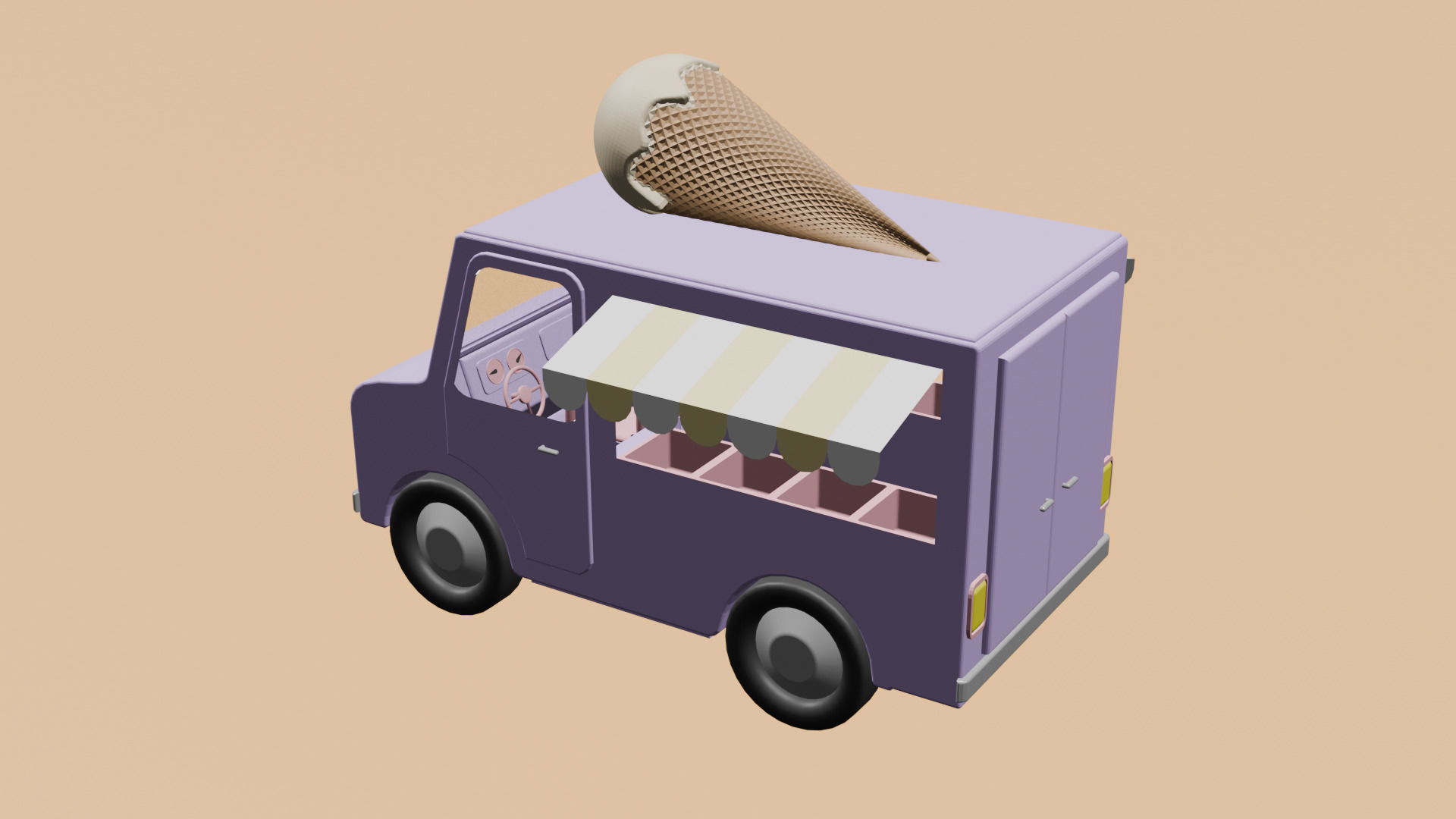 Low poly ice creams cars and trucks Summer assets pack part II Low-poly 3D model_6