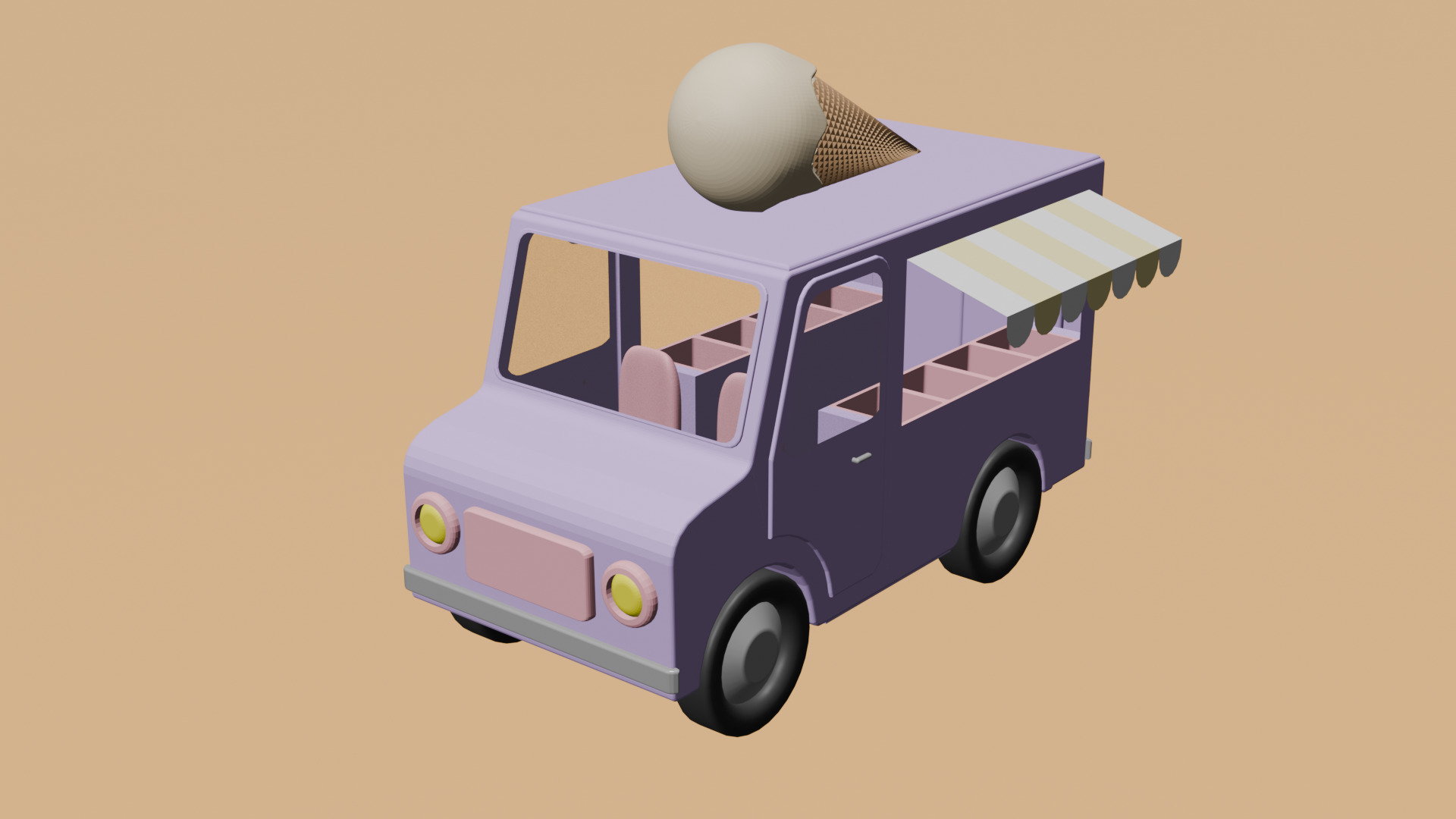 Low poly ice creams cars and trucks Summer assets pack part II Low-poly 3D model_5